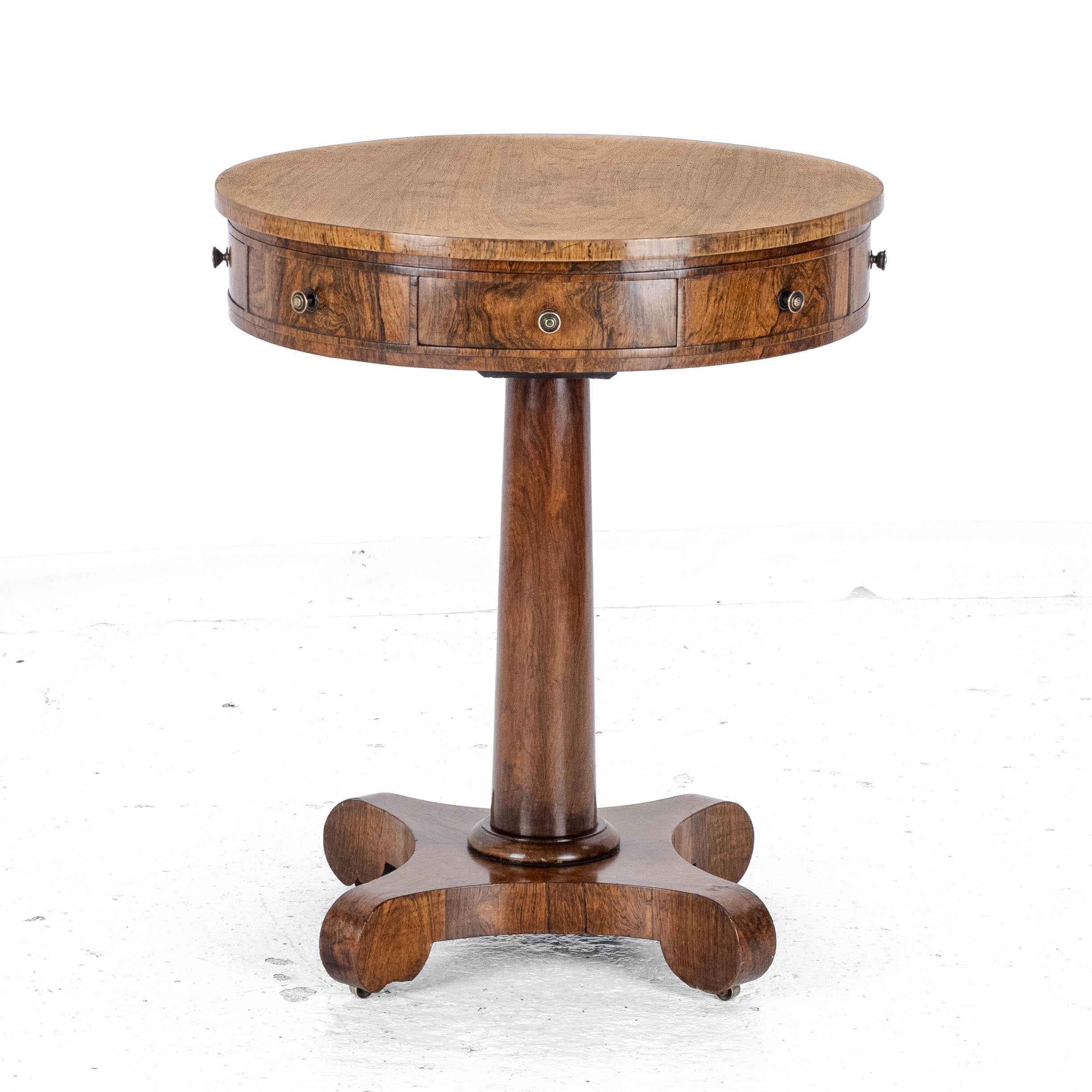 English Regency Rosewood Small Drum Table C1825 (Georgian William IV Side Center)