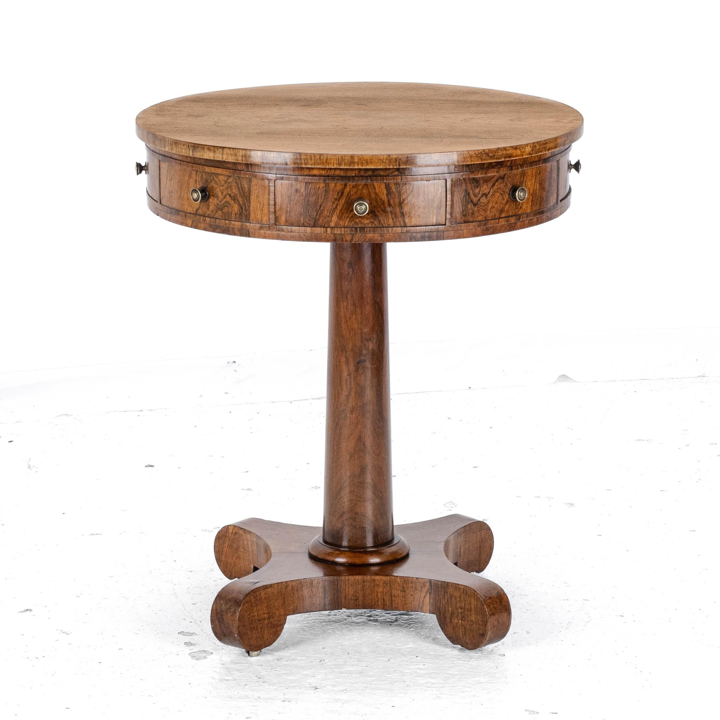Veneer Regency Rosewood Small Drum Table C1825 (Georgian William IV Side Center)