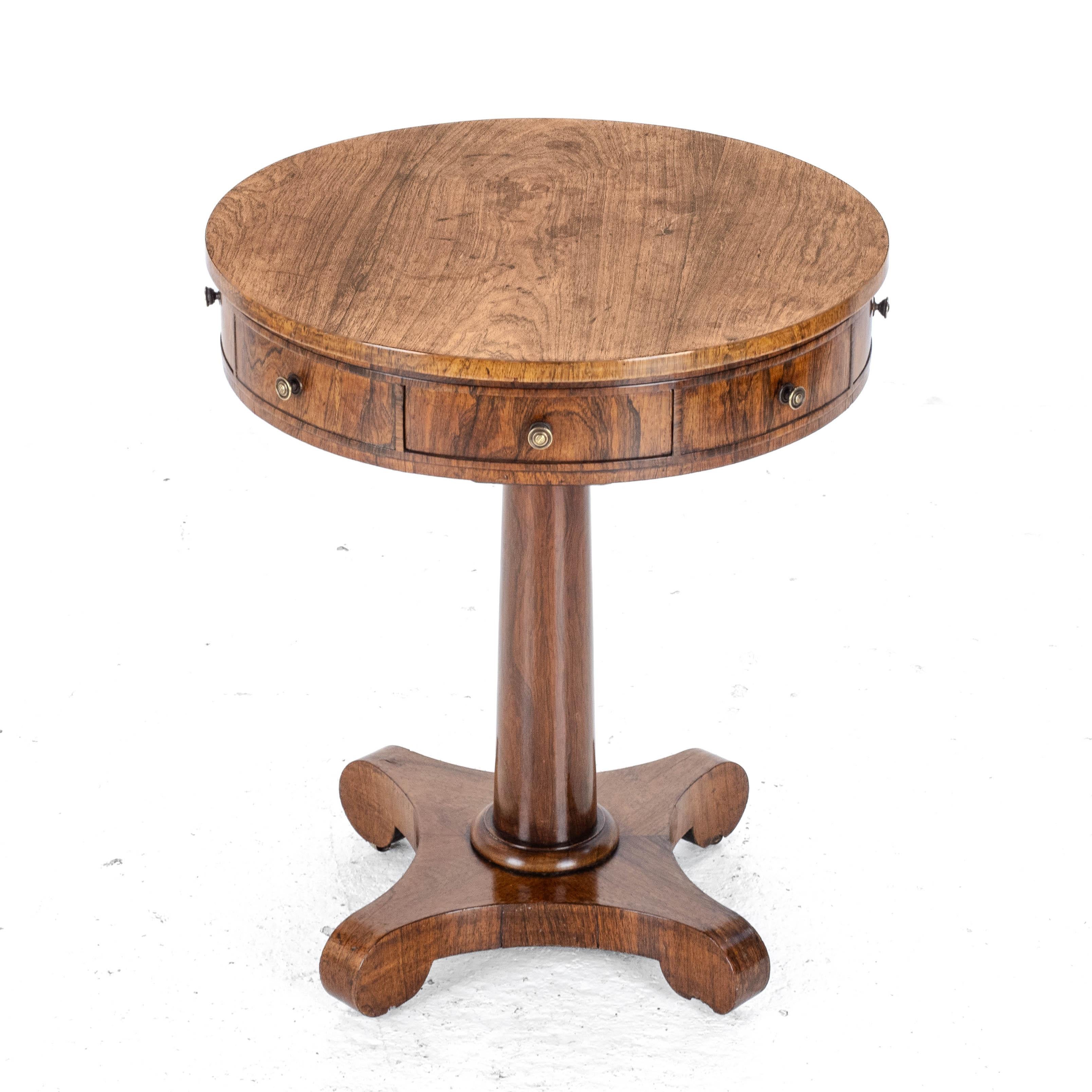 Early 19th Century Regency Rosewood Small Drum Table C1825 (Georgian William IV Side Center)