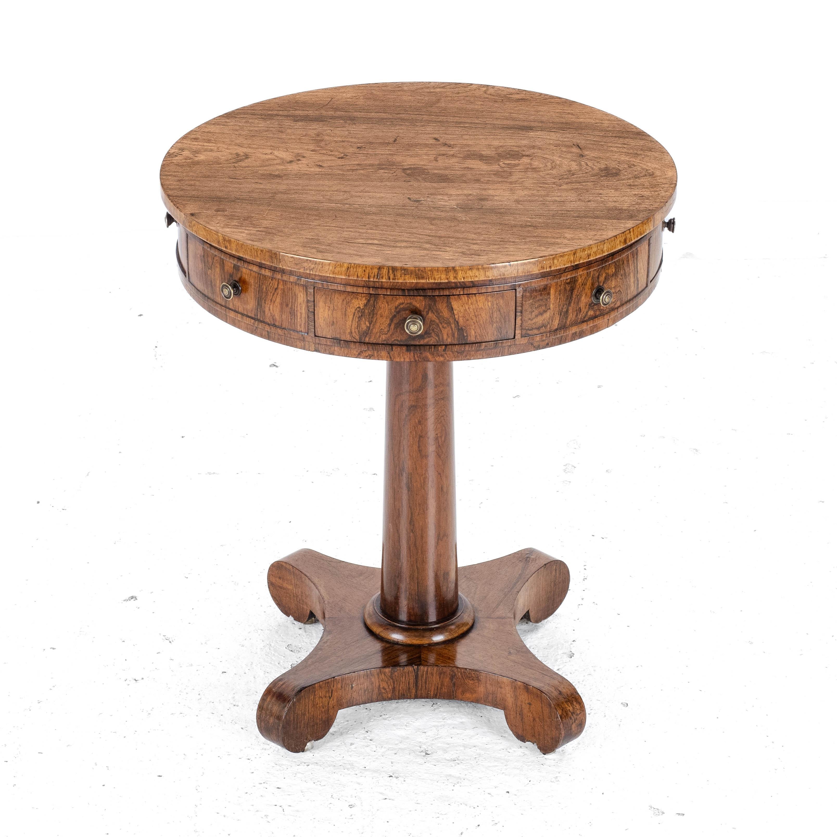 Regency Rosewood Small Drum Table C1825 (Georgian William IV Side Center) 1