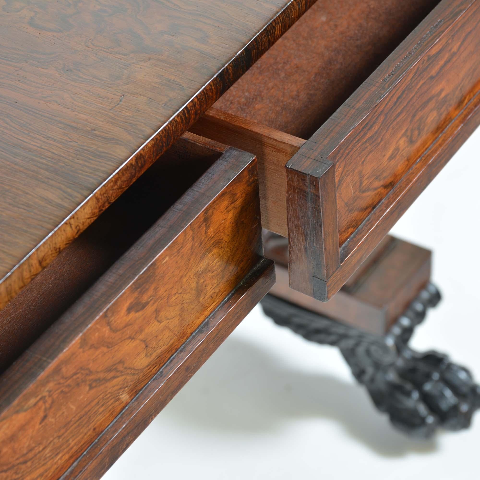 Regency Rosewood Sofa Table by William Wilkinson of Ludgate Hill For Sale 8