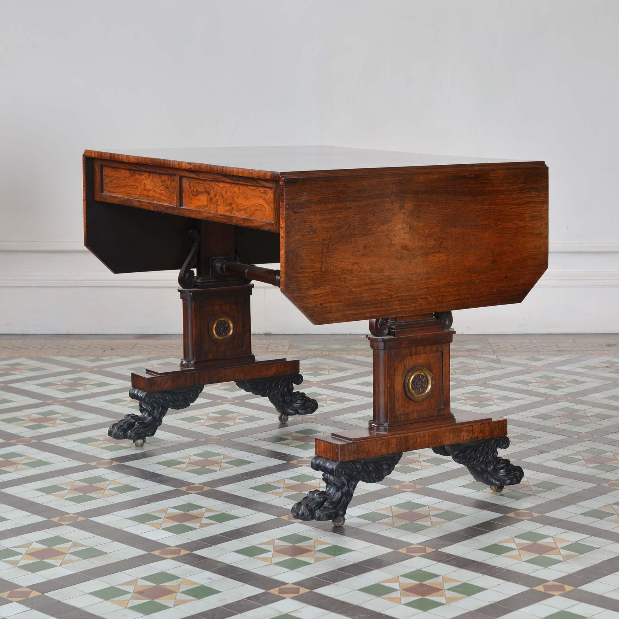 English Regency Rosewood Sofa Table by William Wilkinson of Ludgate Hill For Sale