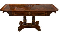 Regency Rosewood Sofa Table with Brass Inlay and Broad Crossbanding