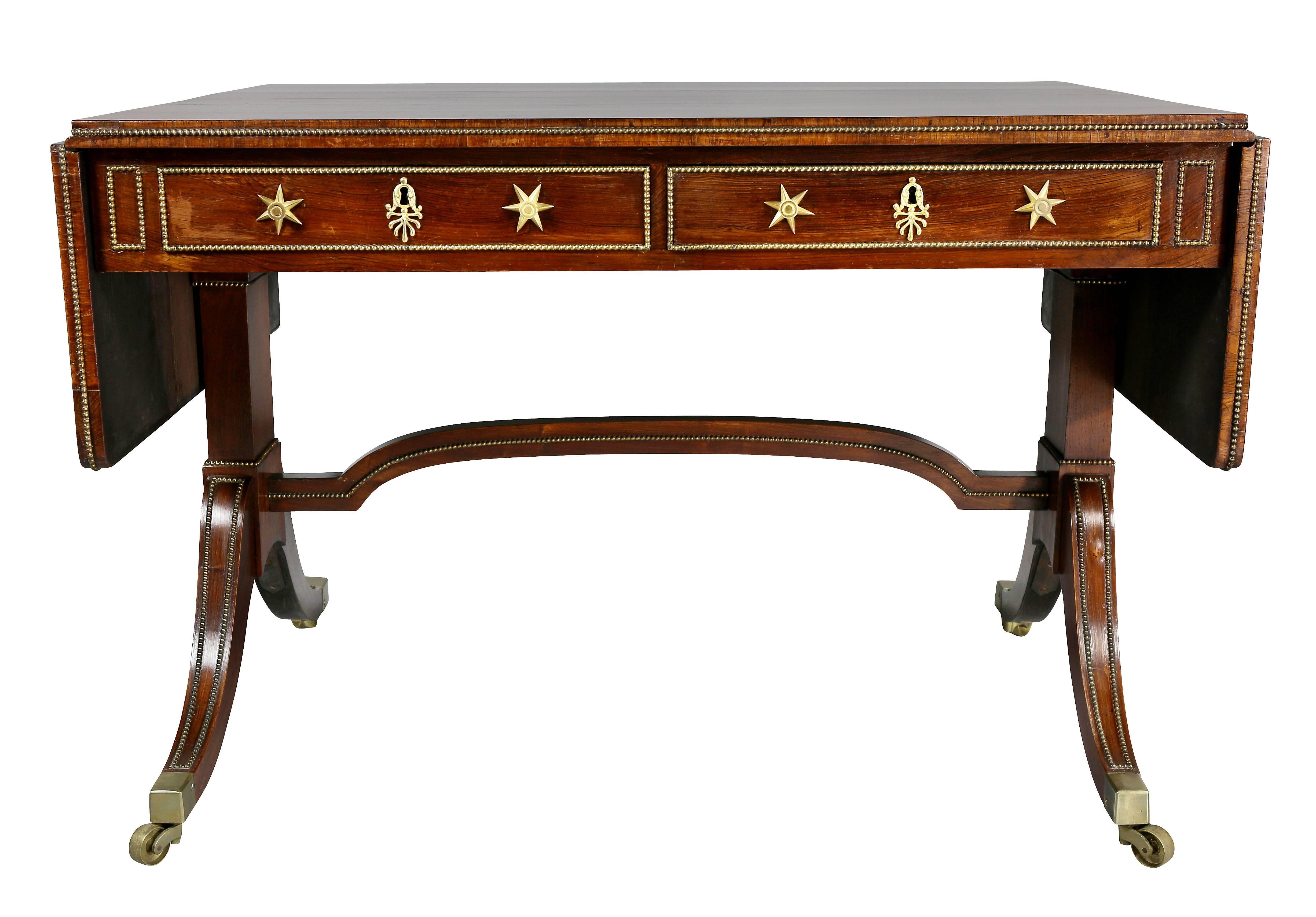 Regency Rosewood Sofa Table In Good Condition In Essex, MA