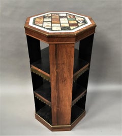 Regency Rosewood Specimen Marble Bookcase of Freestanding Form