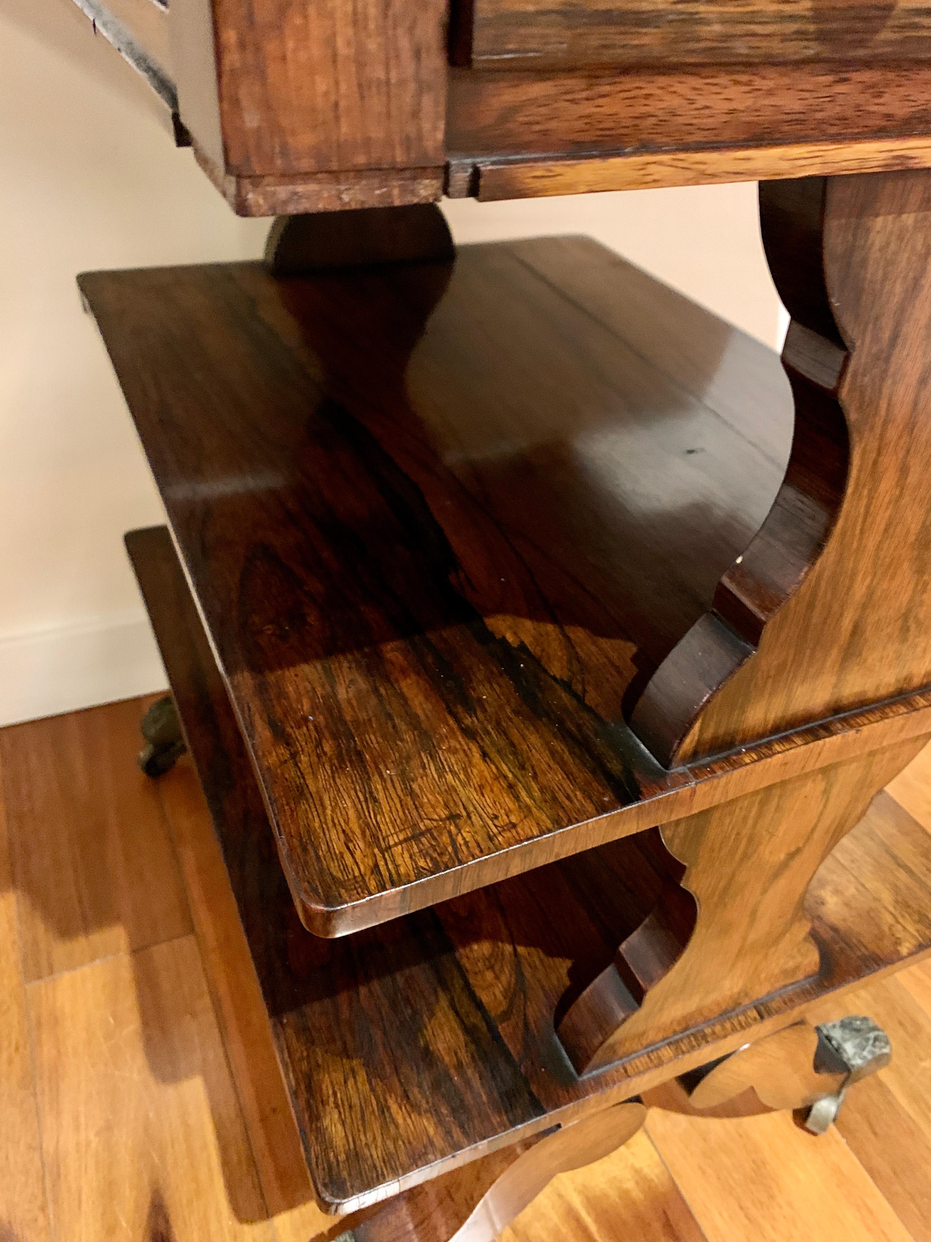 Regency Rosewood Table with Folding Top and Drawer For Sale 2