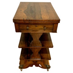 Antique Regency Rosewood Table with Folding Top and Drawer