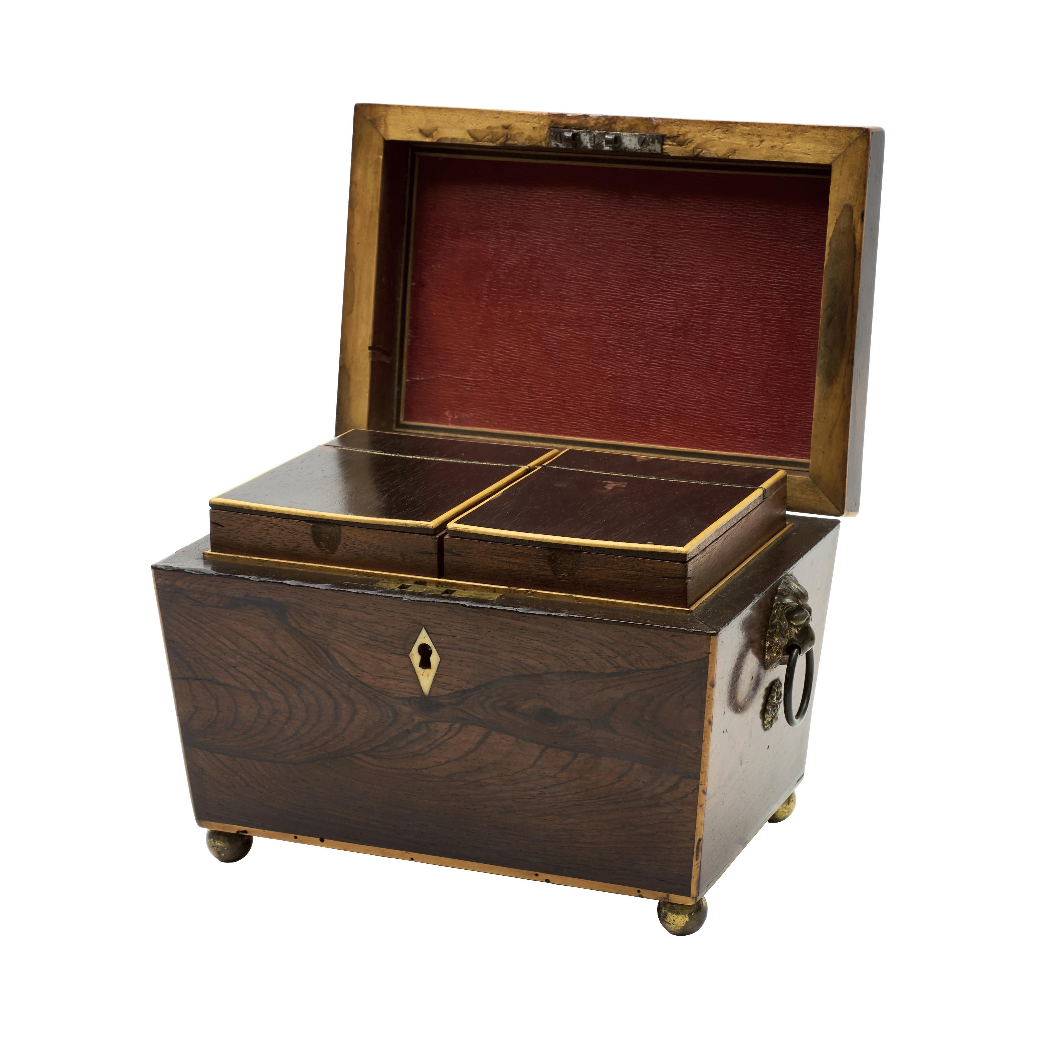 English Regency Rosewood Tea Caddy Box For Sale