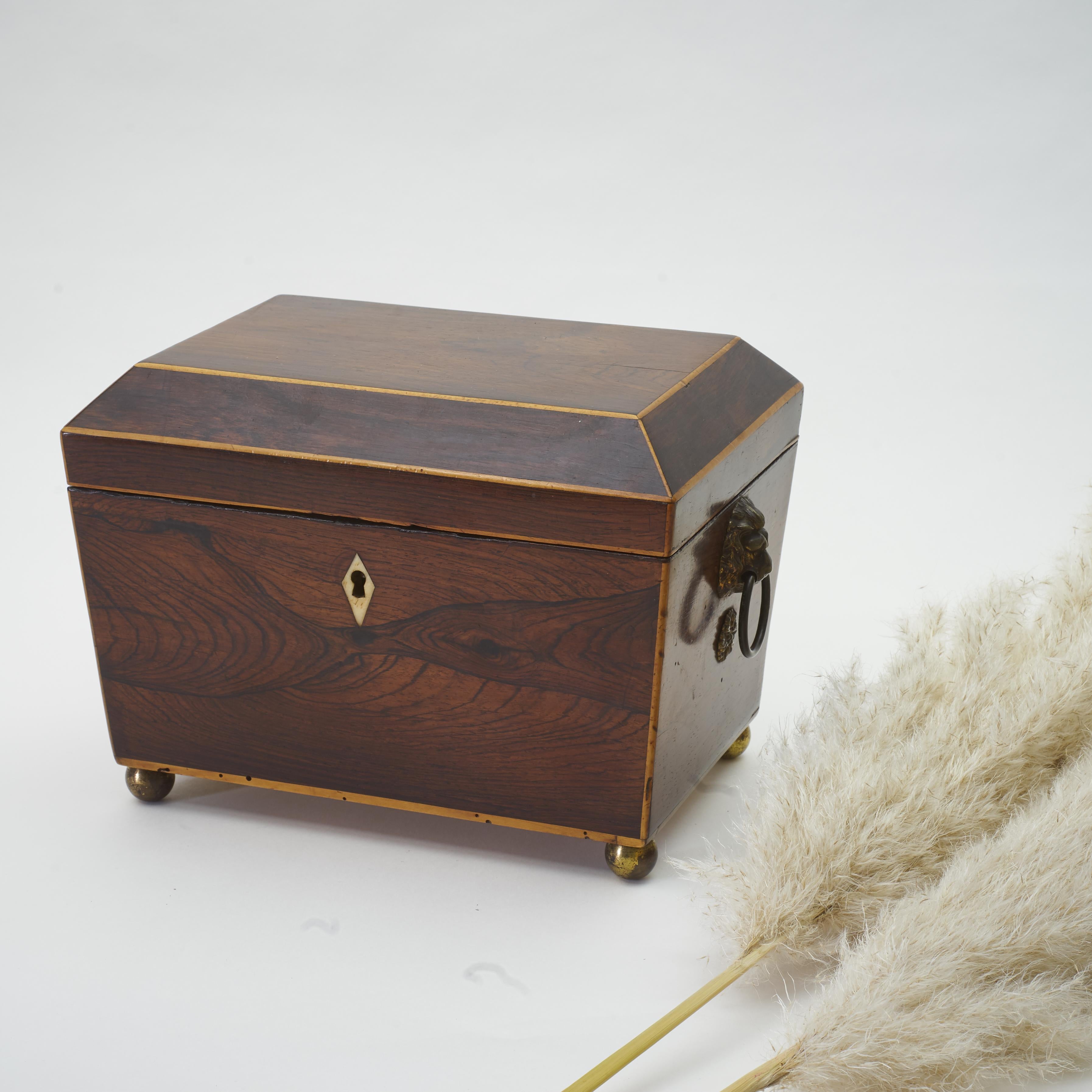 Regency Rosewood Tea Caddy Box In Good Condition For Sale In Heeze, Noord Brabant