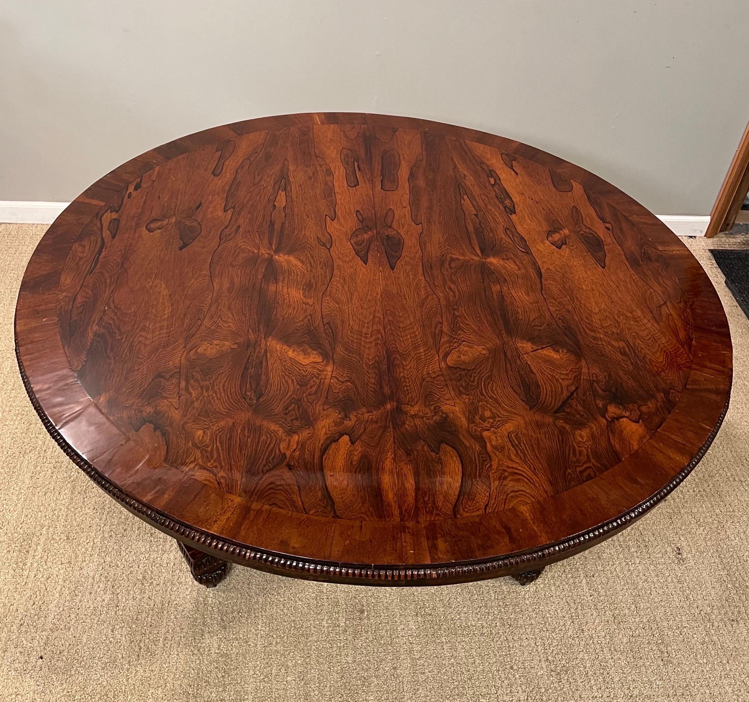 Regency Rosewood tilt-top center table.
Extraordinary rosewood grain & patina.
Table has been professionally tightened & polished.
It's in ready to use (retail) condition.