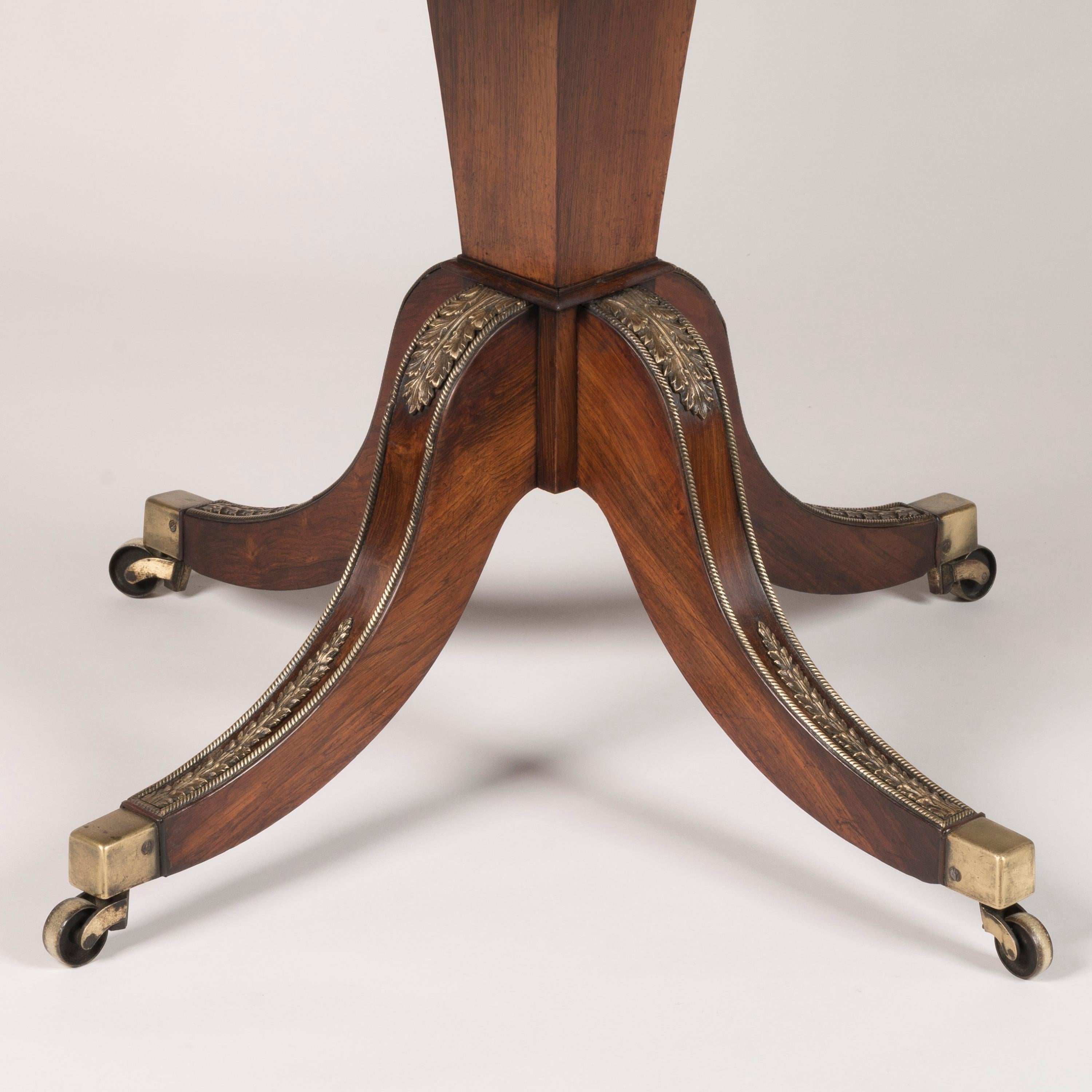 Brass Regency Rosewood Tilt-Top Centre Table, attributed to George Oakley, c. 1815 For Sale