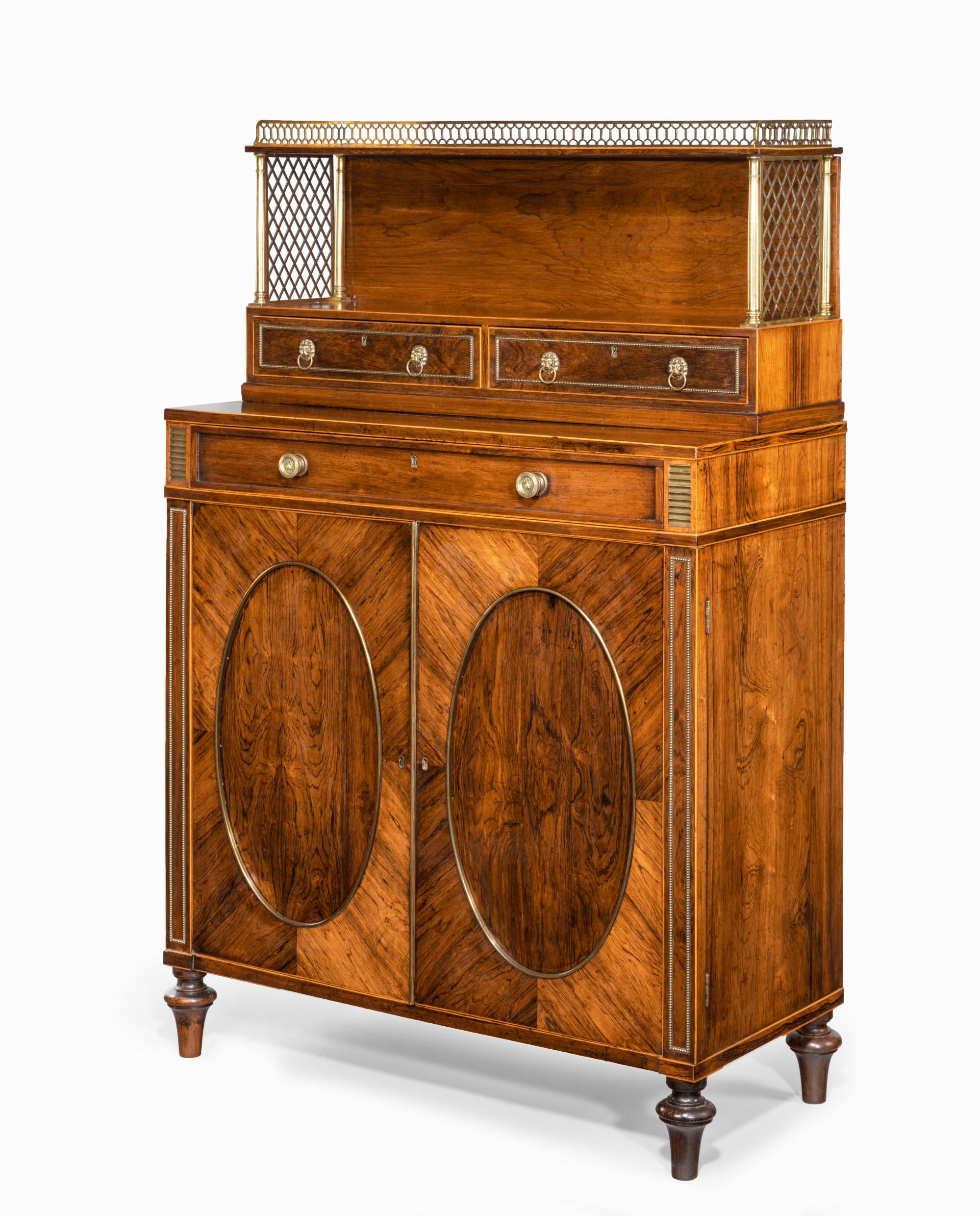 English Regency Rosewood Two-Door Side Cabinet, Attributed to John Mclean For Sale