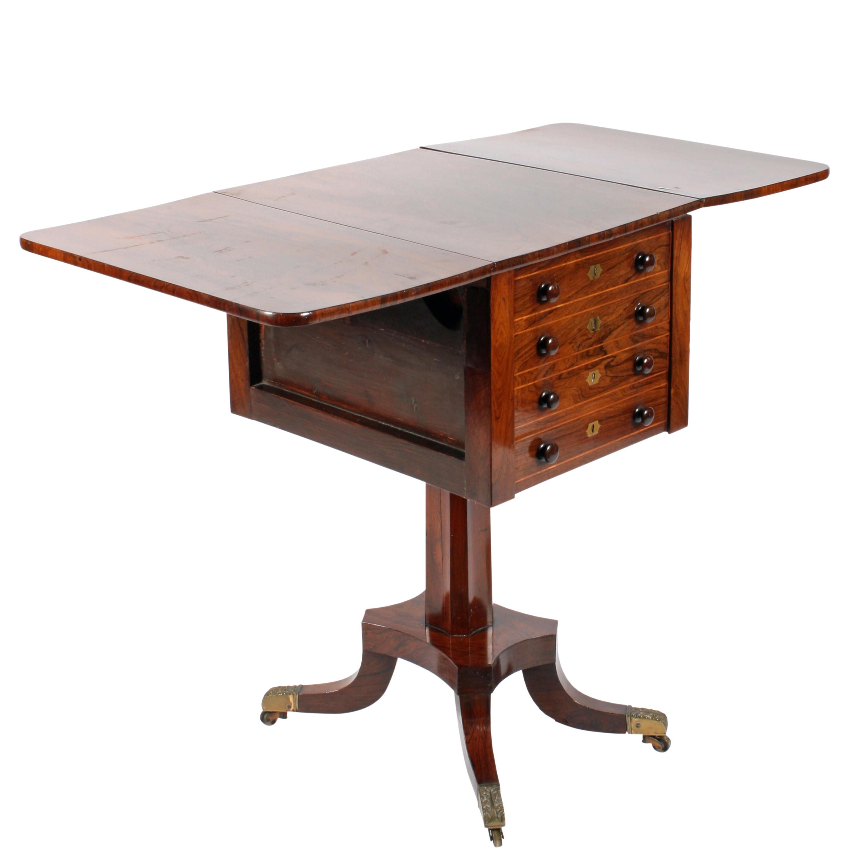 English 19th Century Regency Rosewood Drop Leaf Work Table For Sale