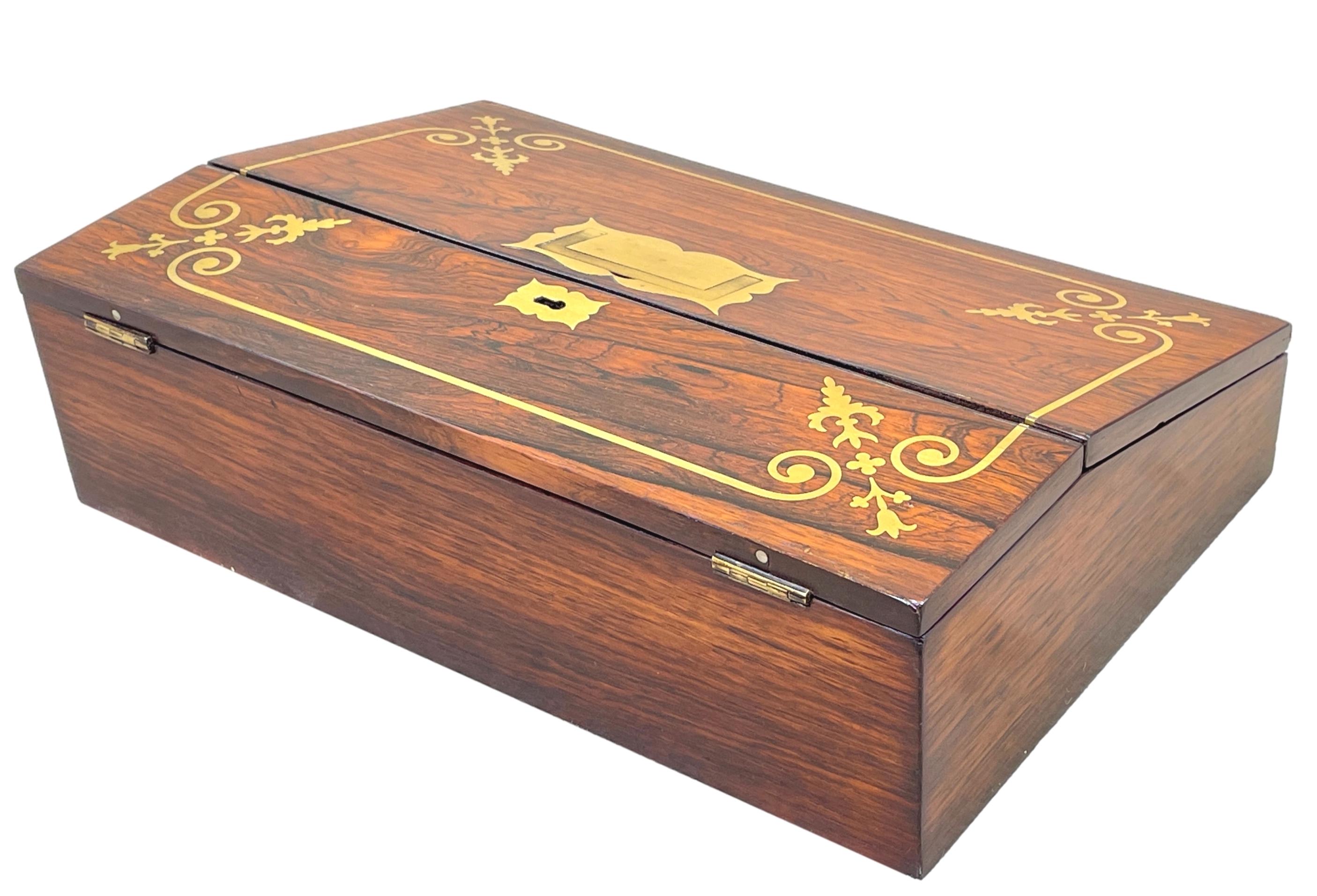 English Regency Rosewood Writing Box For Sale