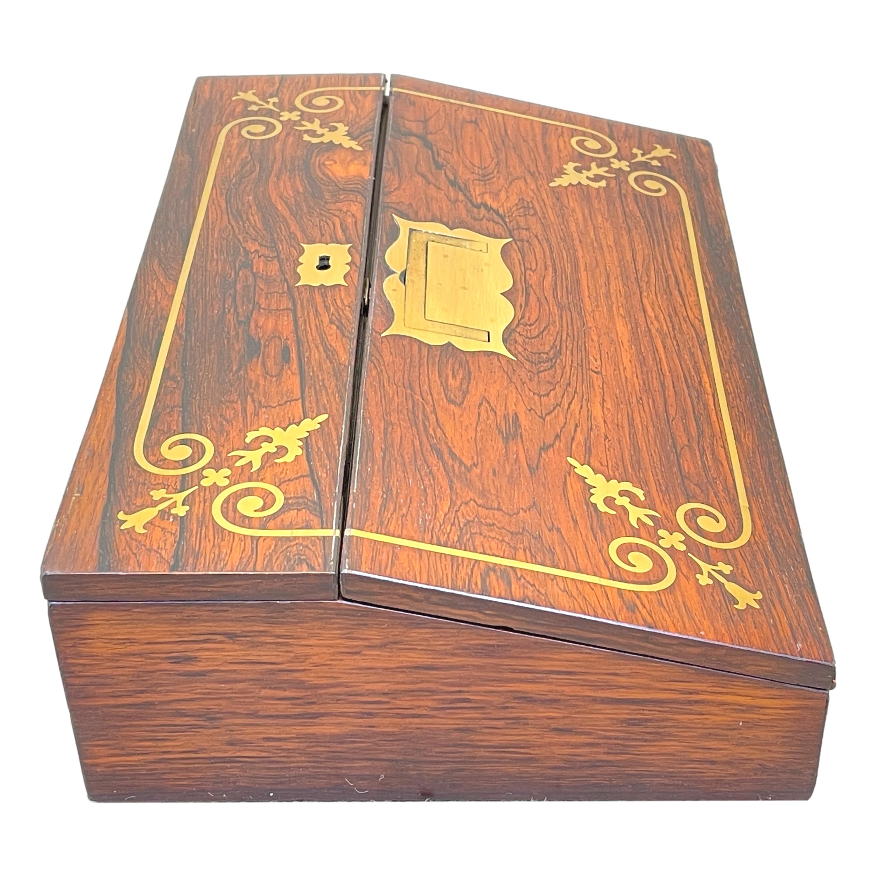 Regency Rosewood Writing Box In Good Condition For Sale In Bedfordshire, GB