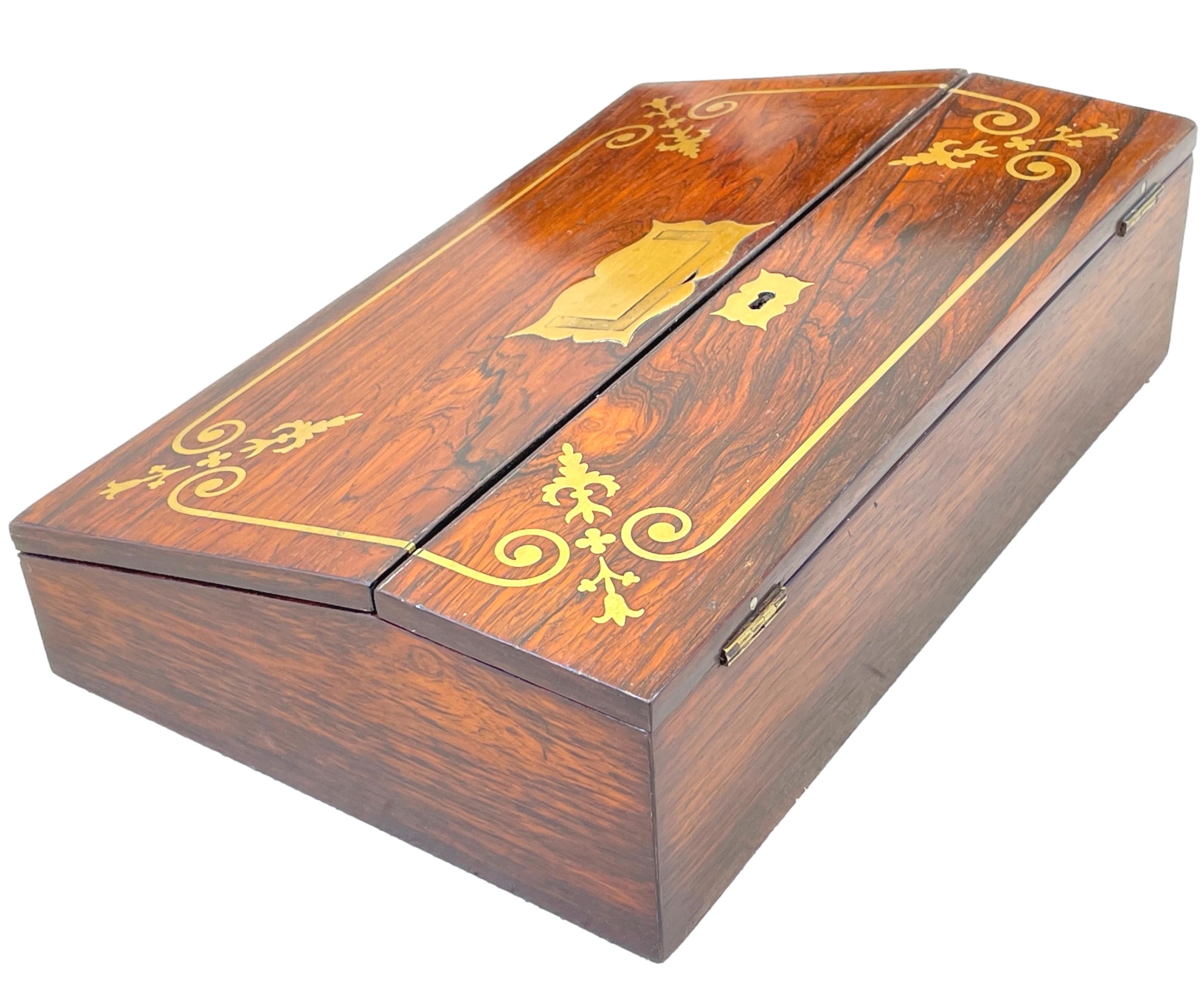 19th Century Regency Rosewood Writing Box For Sale