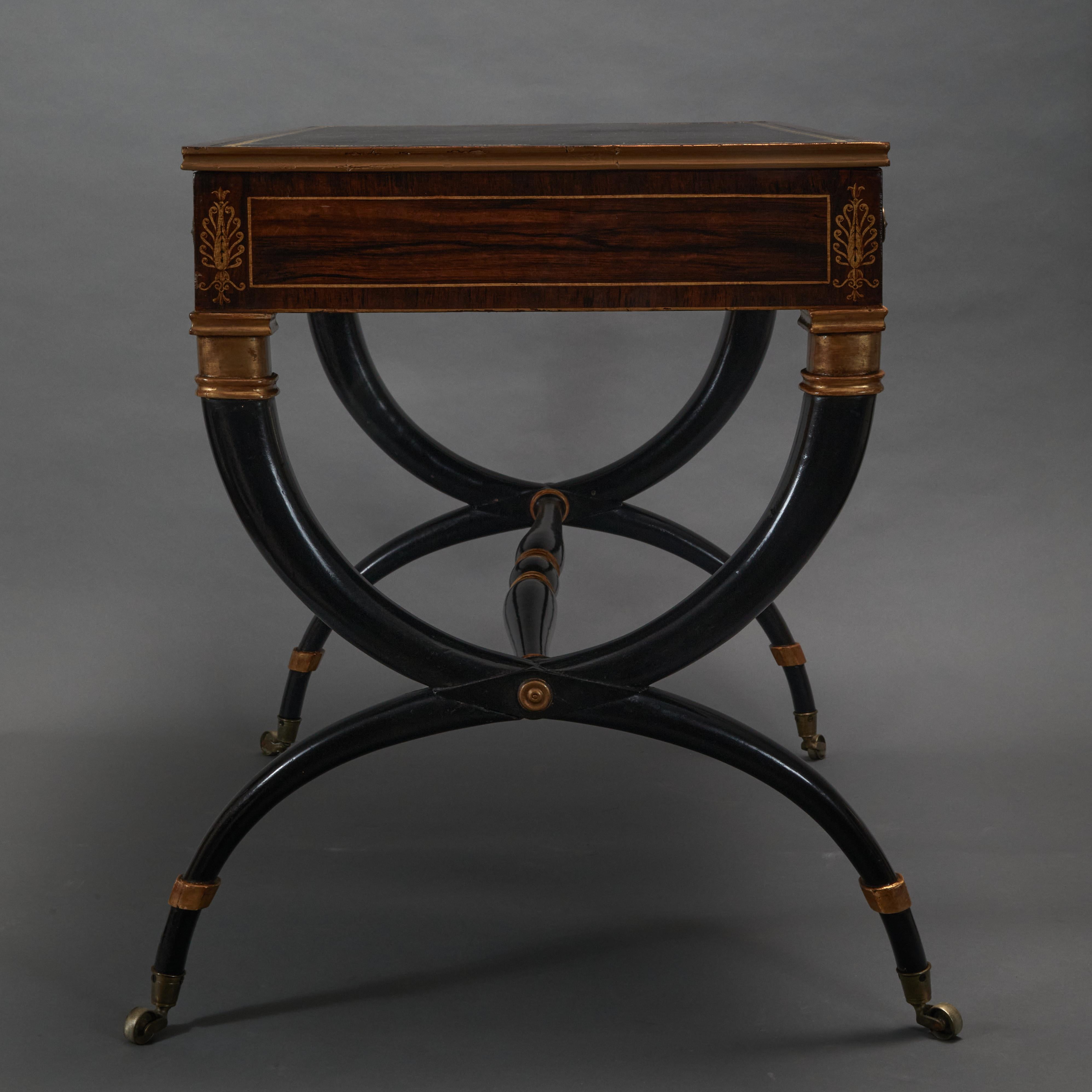 English Regency Rosewood Writing Table For Sale