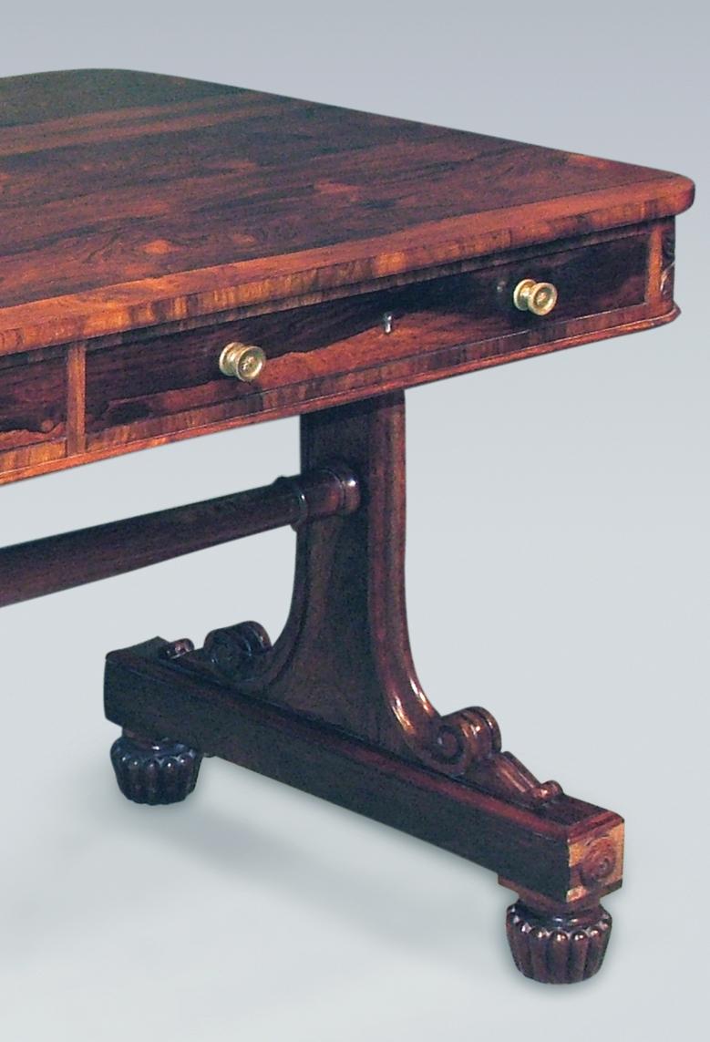 Polished Regency rosewood writing table