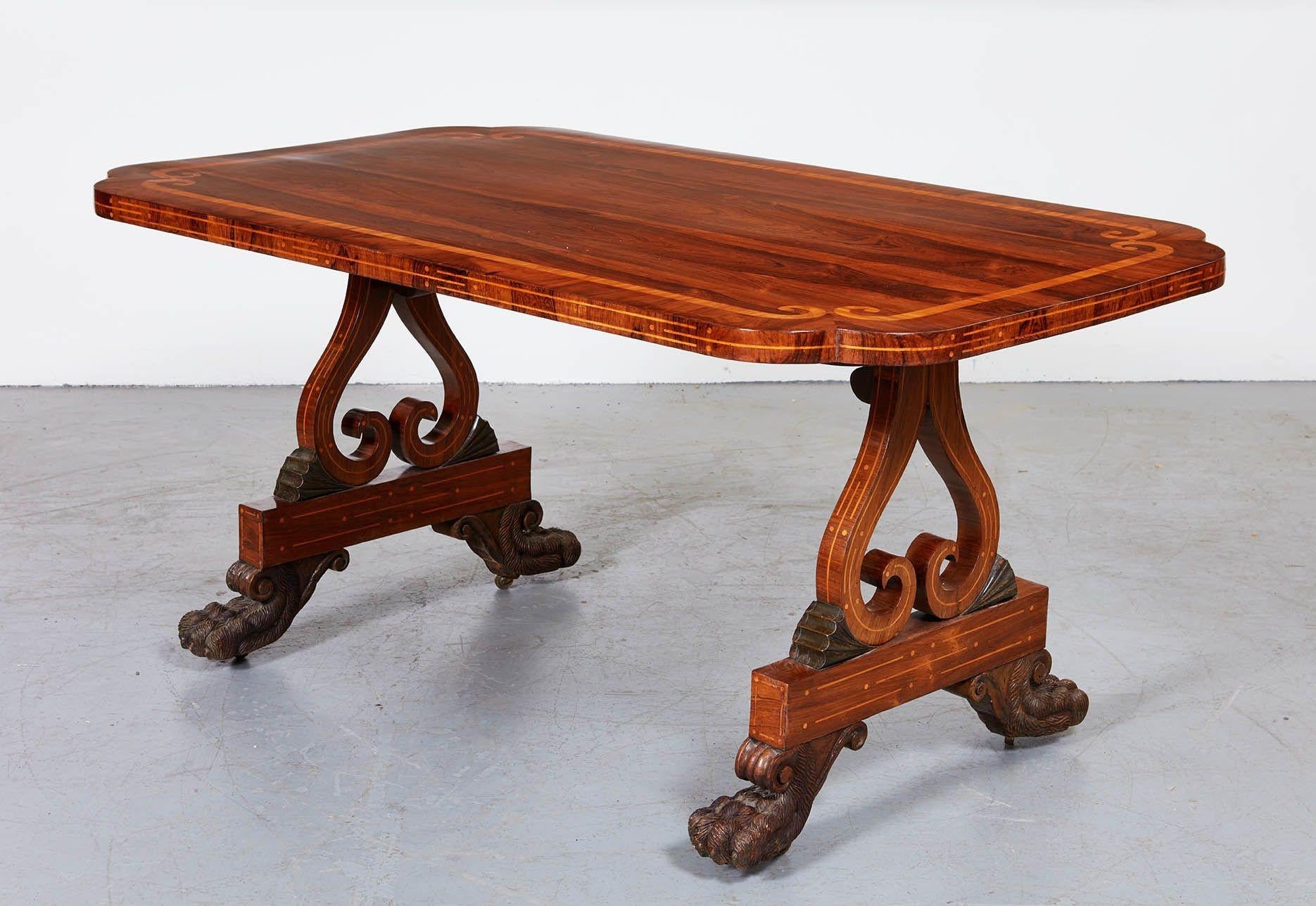 Regency Rosewood Writing Table In Good Condition For Sale In Greenwich, CT