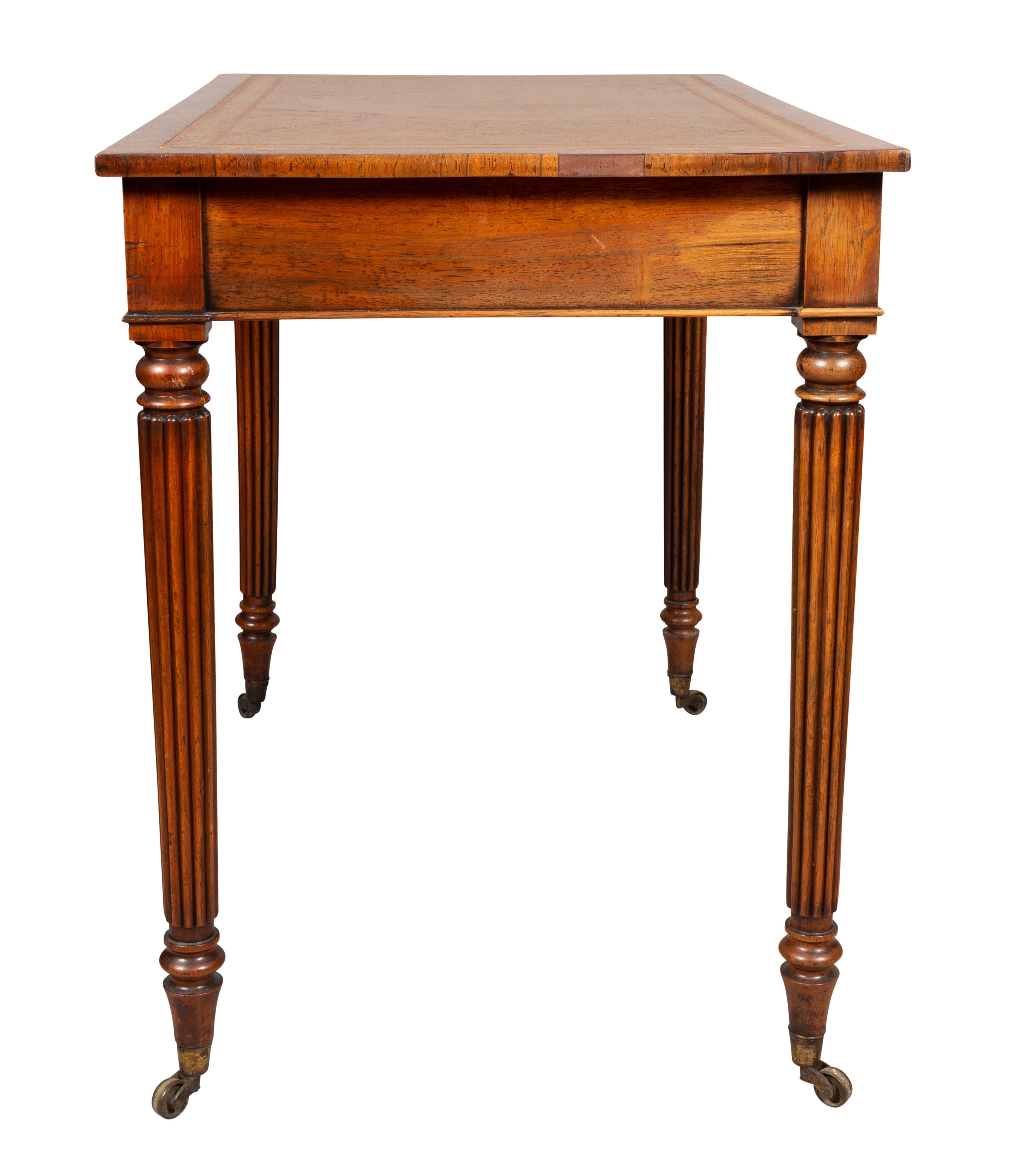 Leather Regency Rosewood Writing Table For Sale