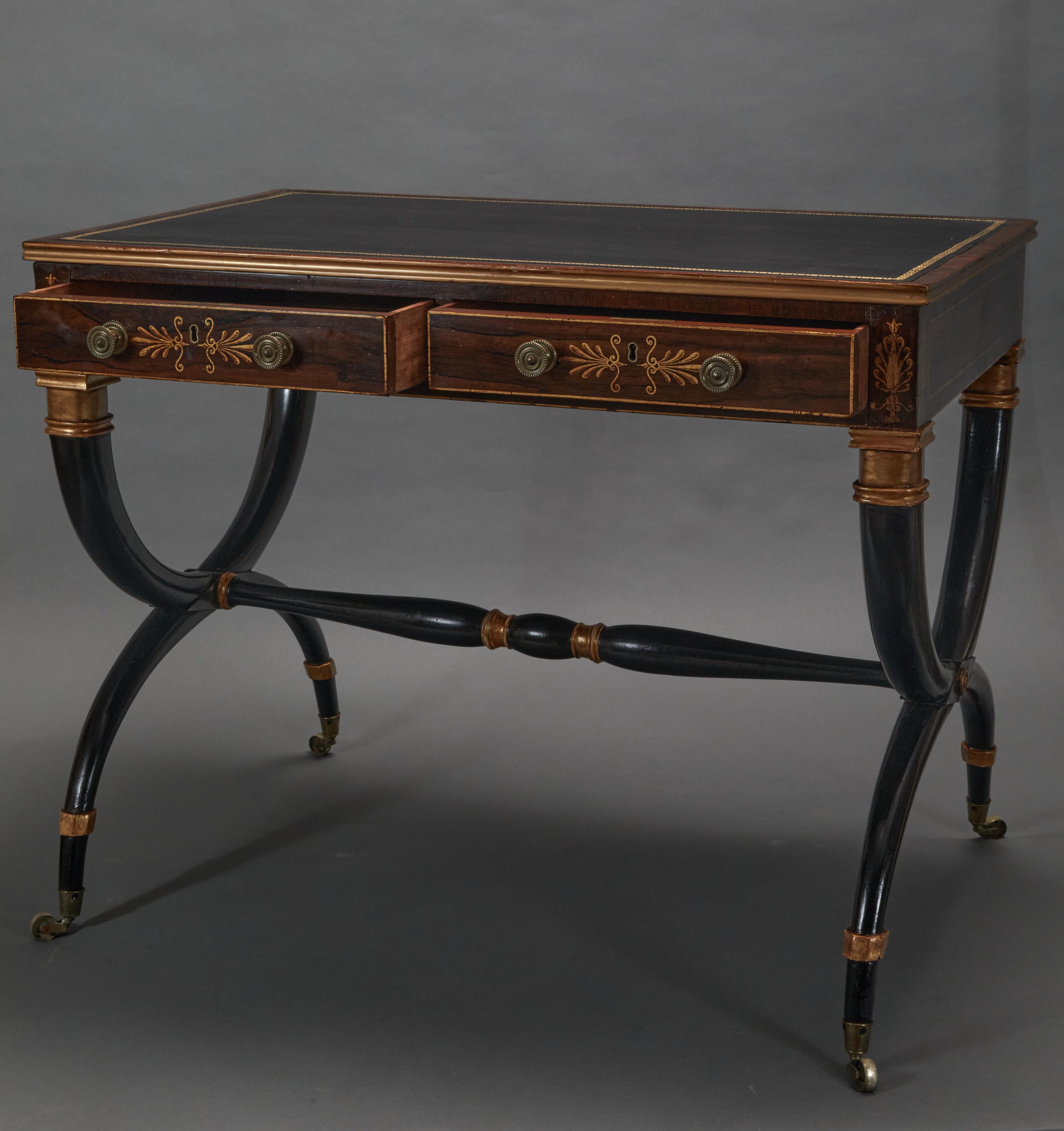 Regency Rosewood Writing Table For Sale 1