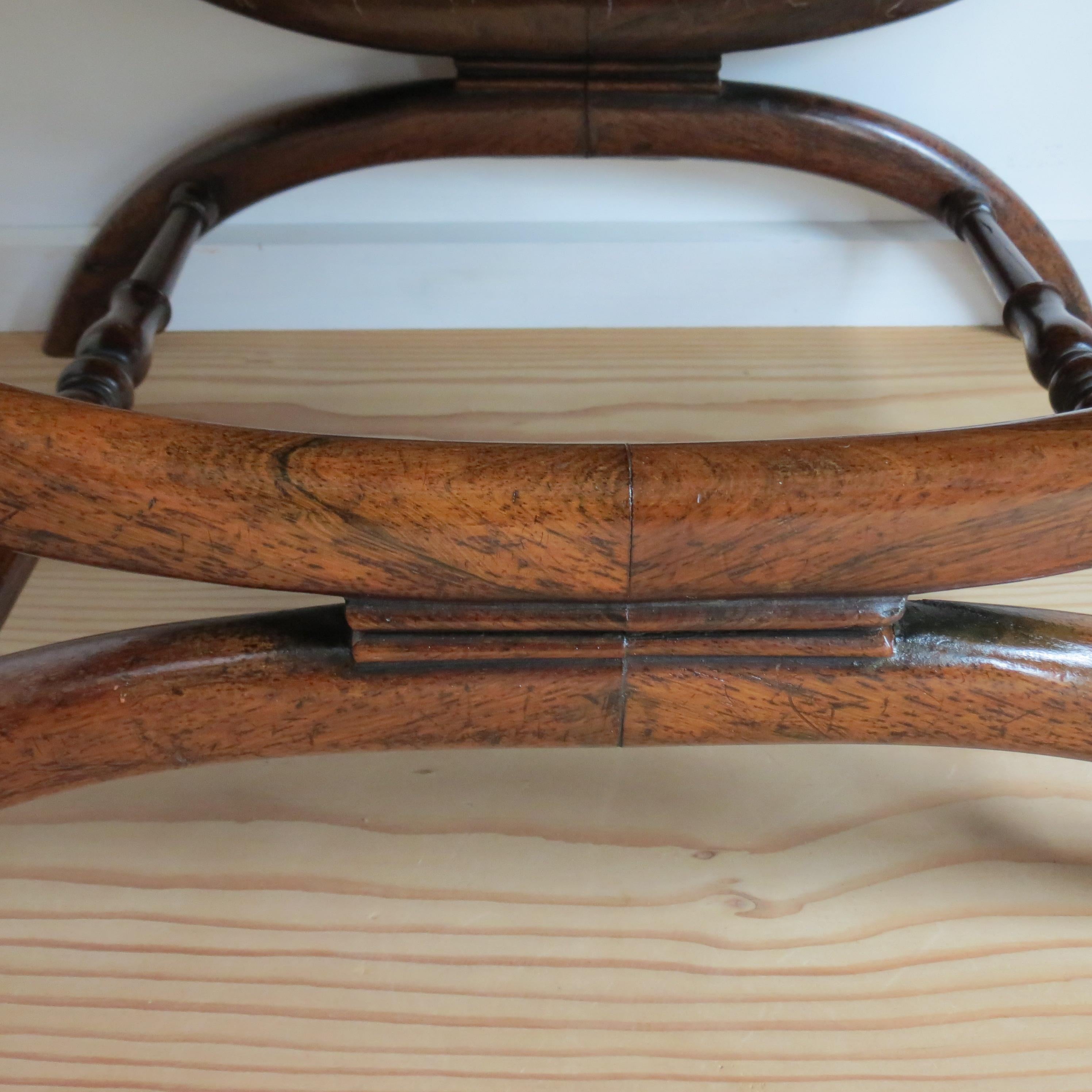 Regency Rosewood X Frame Stool with Tapestry 1830s 12