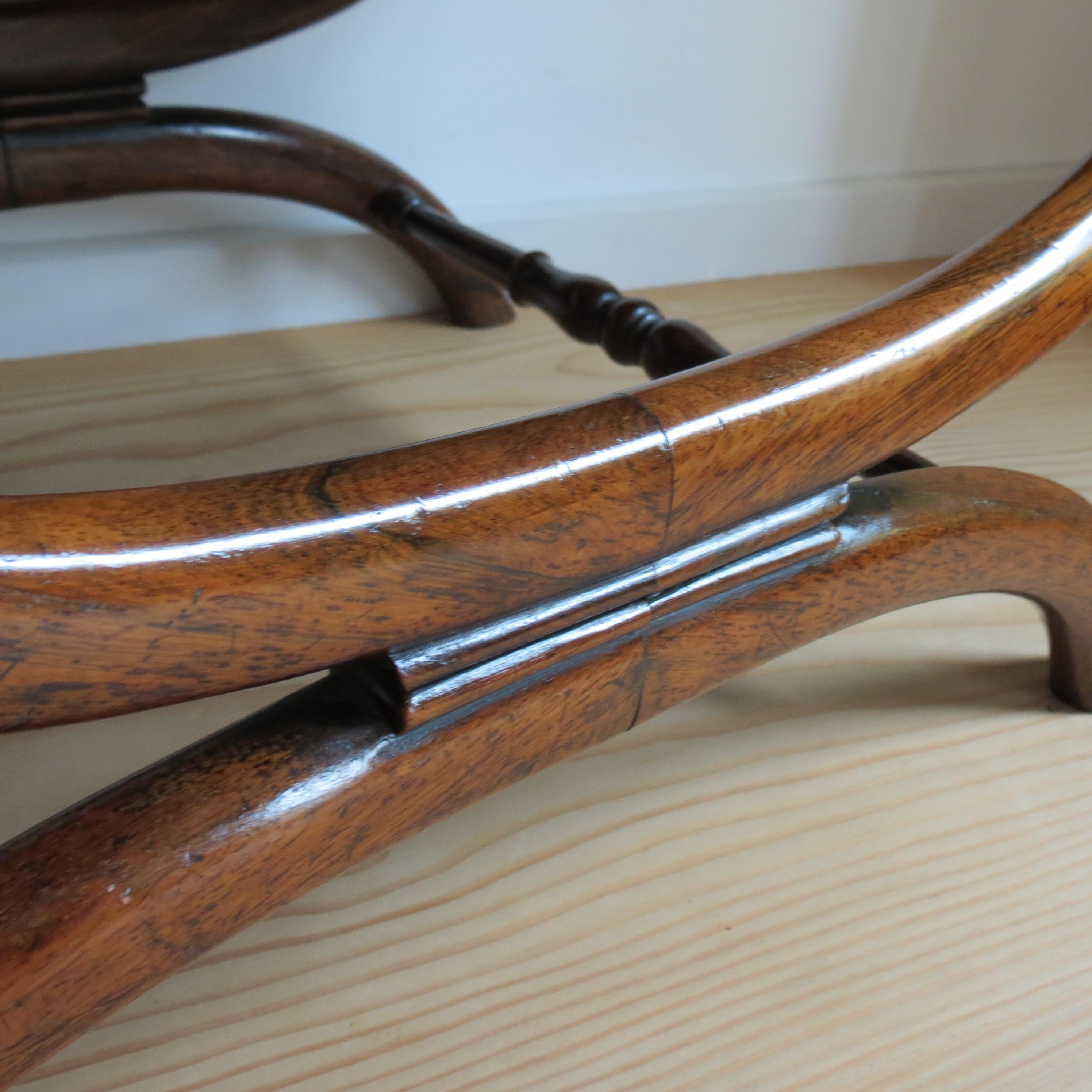 Regency Rosewood X Frame Stool with Tapestry 1830s 13
