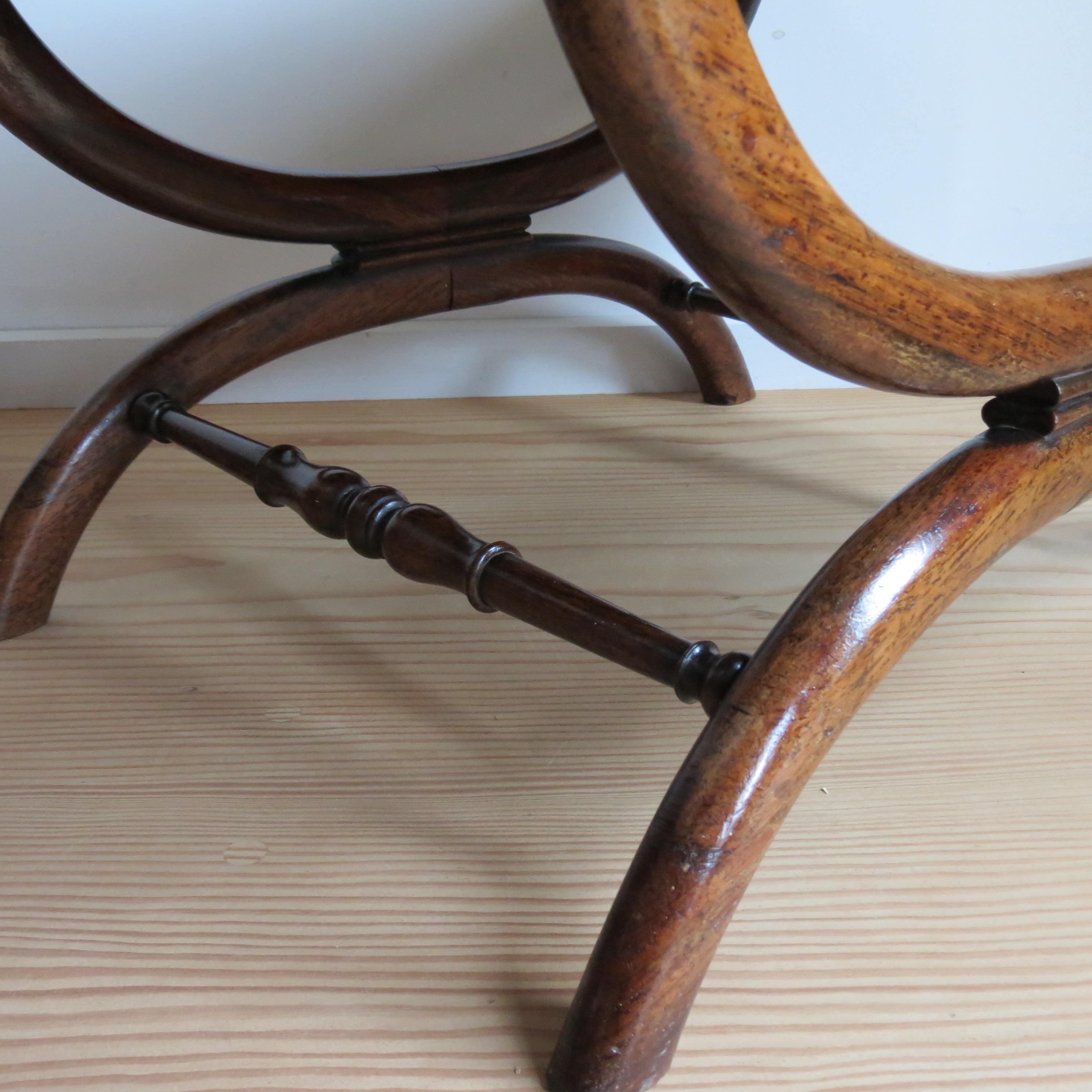 Regency Rosewood X Frame Stool with Tapestry 1830s 2