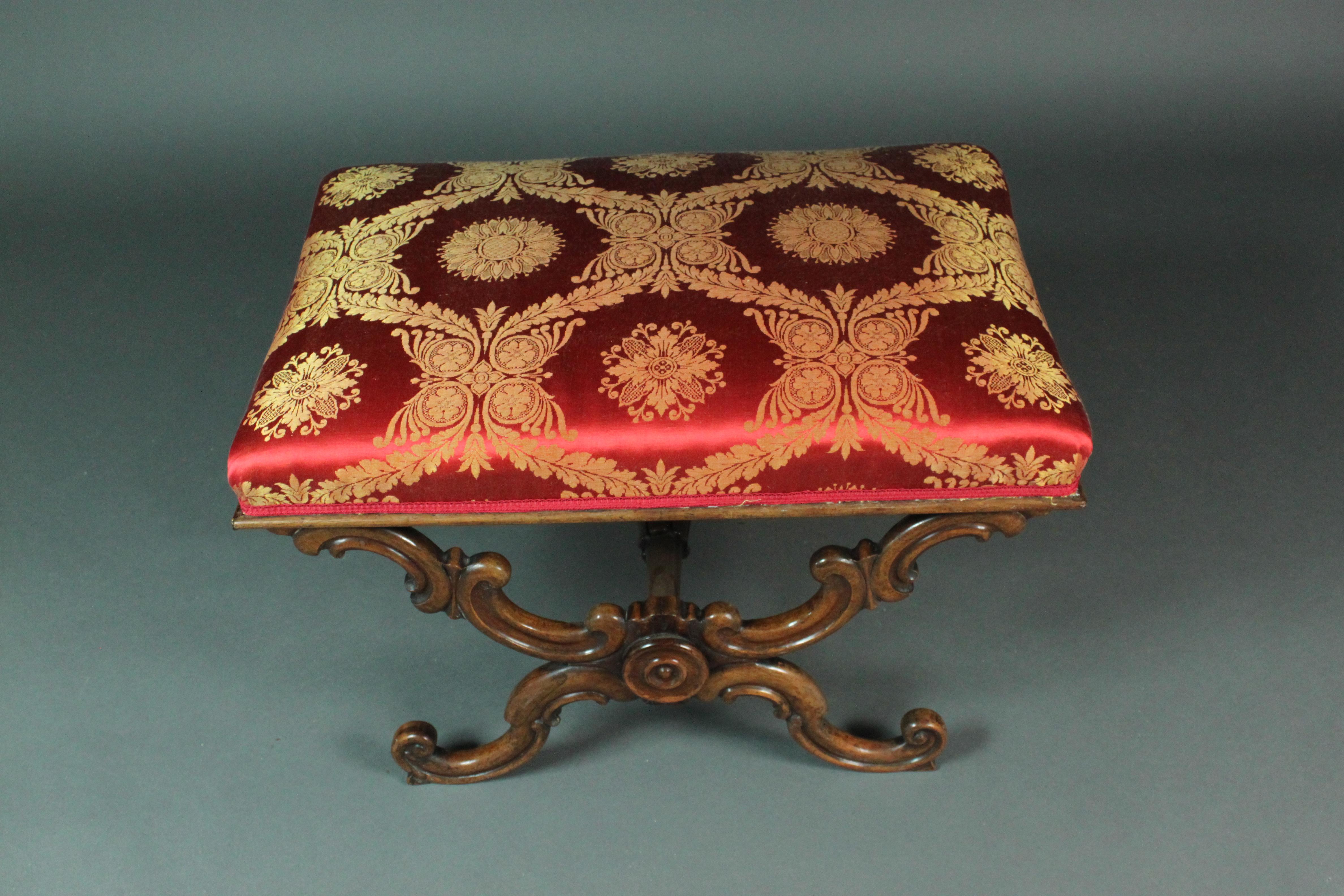 Regency Rosewood X Stool In Fair Condition For Sale In Bradford-on-Avon, Wiltshire