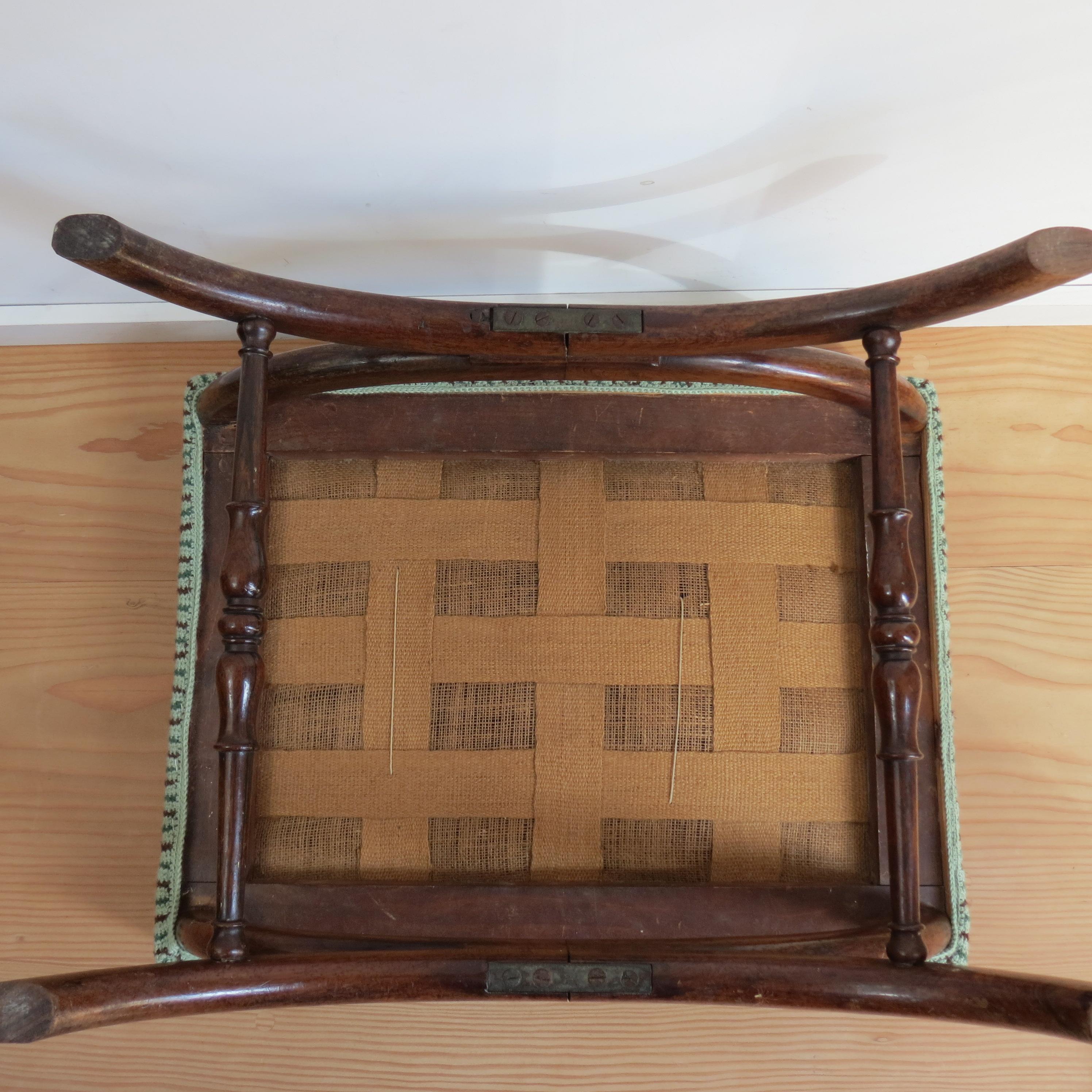 Regency Rosewood X Frame Stool with Tapestry 1830s 11