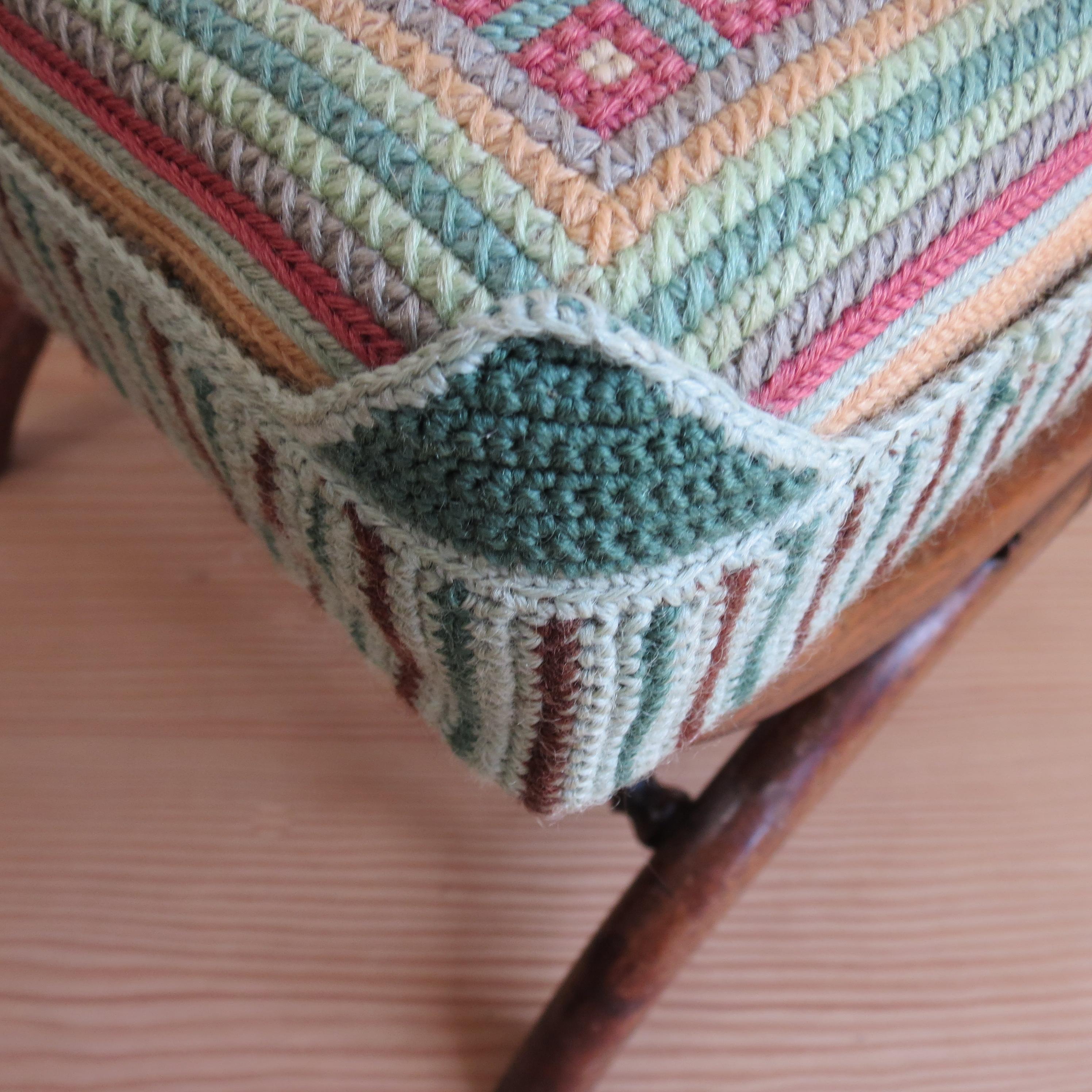 Hand-Crafted Regency Rosewood X Frame Stool with Tapestry 1830s