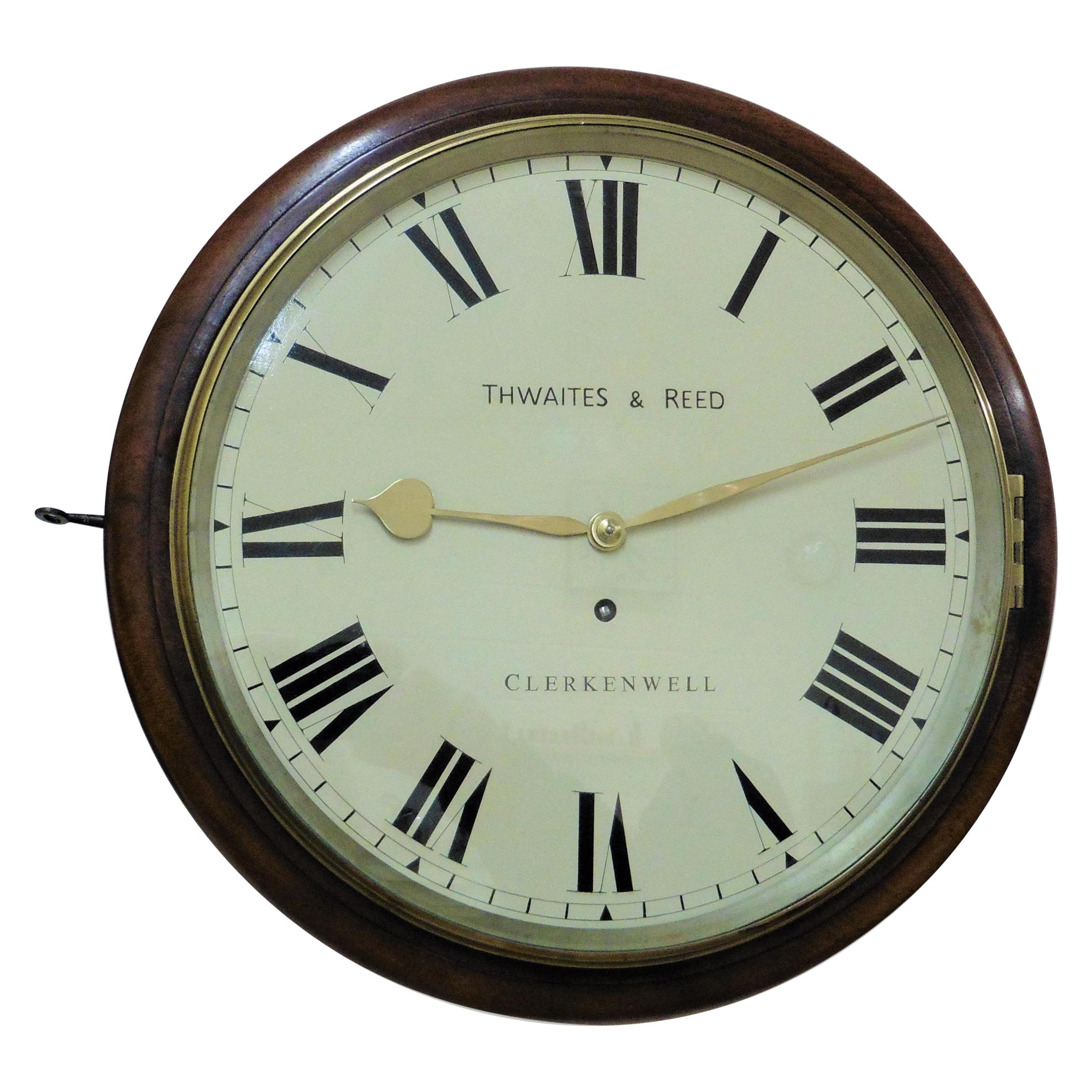 Regency Round Dial Wall Clock by Thwaites and Reed, London For Sale
