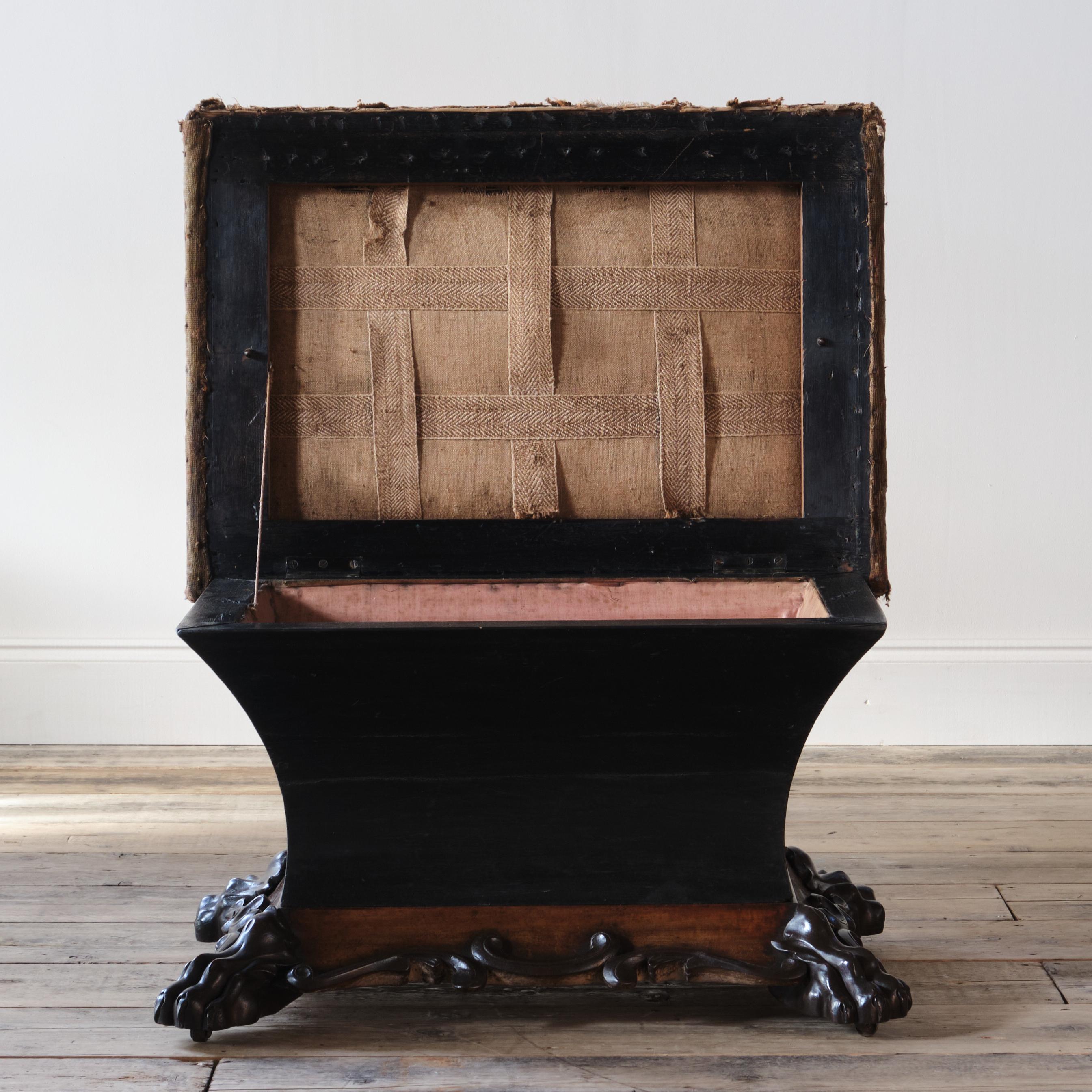 Regency Sarcophagus Box Ottoman In Distressed Condition For Sale In Batley, GB