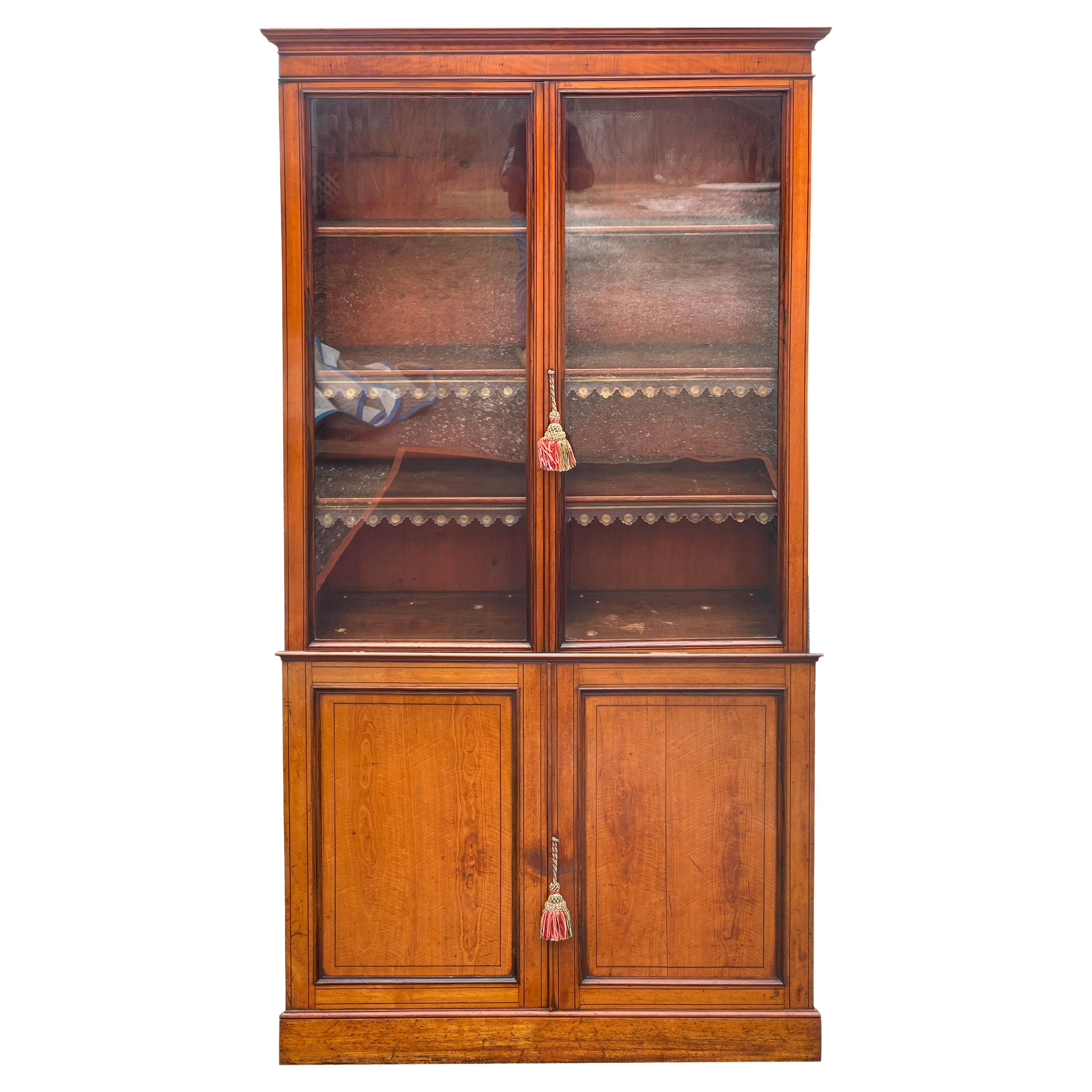 Regency Satinwood And Mahogany Bookcase For Sale
