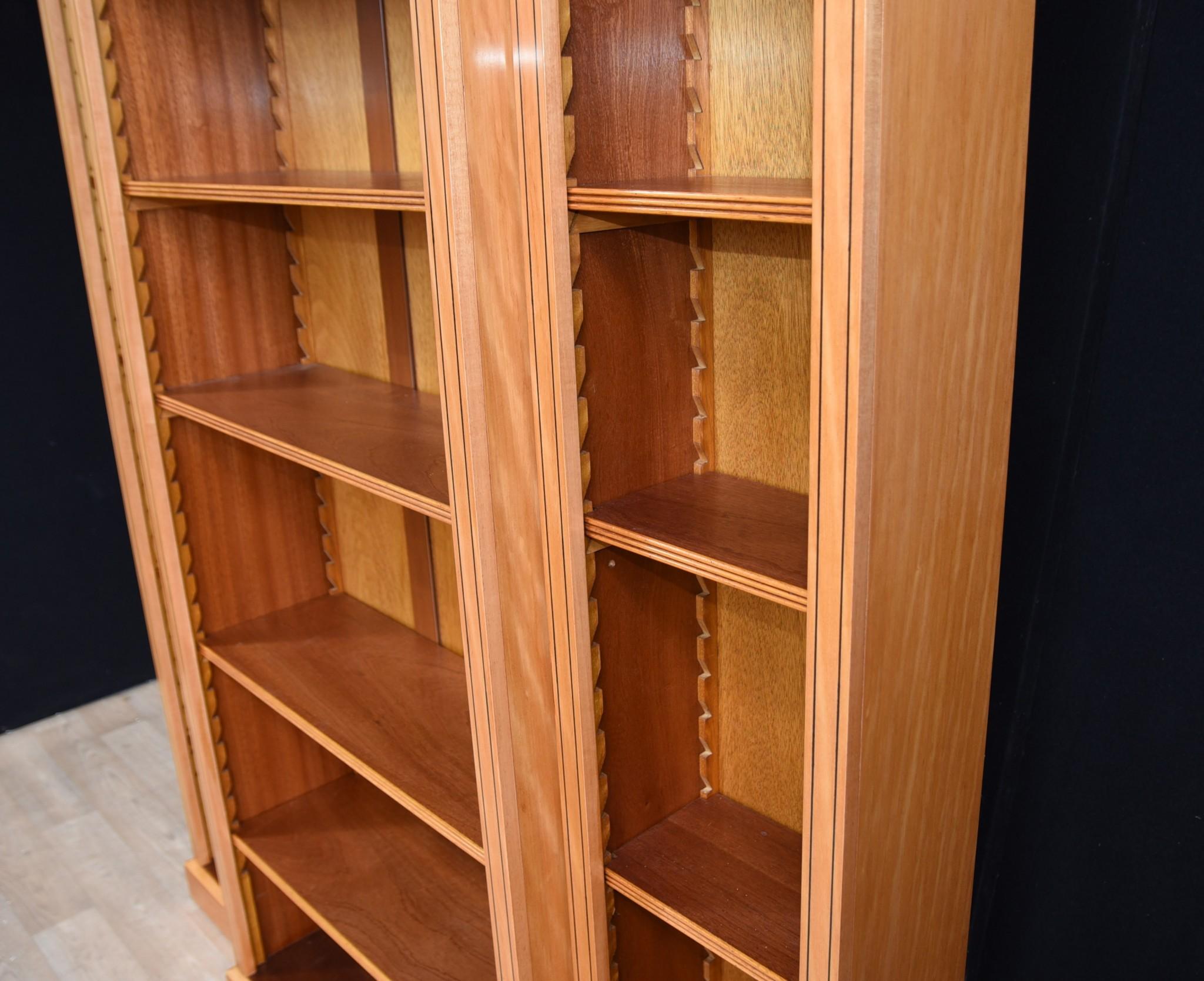 Regency Satinwood Open Bookcase Sheraton Inlay Breakfront Bookcases For Sale 3