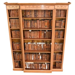 Regency Satinwood Open Bookcase Sheraton Inlay Breakfront Bookcases