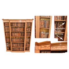 Regency Satinwood Open Bookcase Sheraton Inlay Breakfront Bookcases