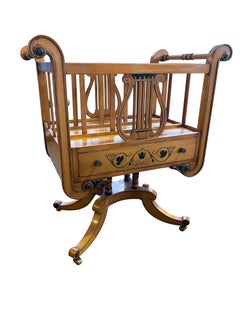 Regency Satinwood Sheraton Styled Newspaper Rack, 20th Century