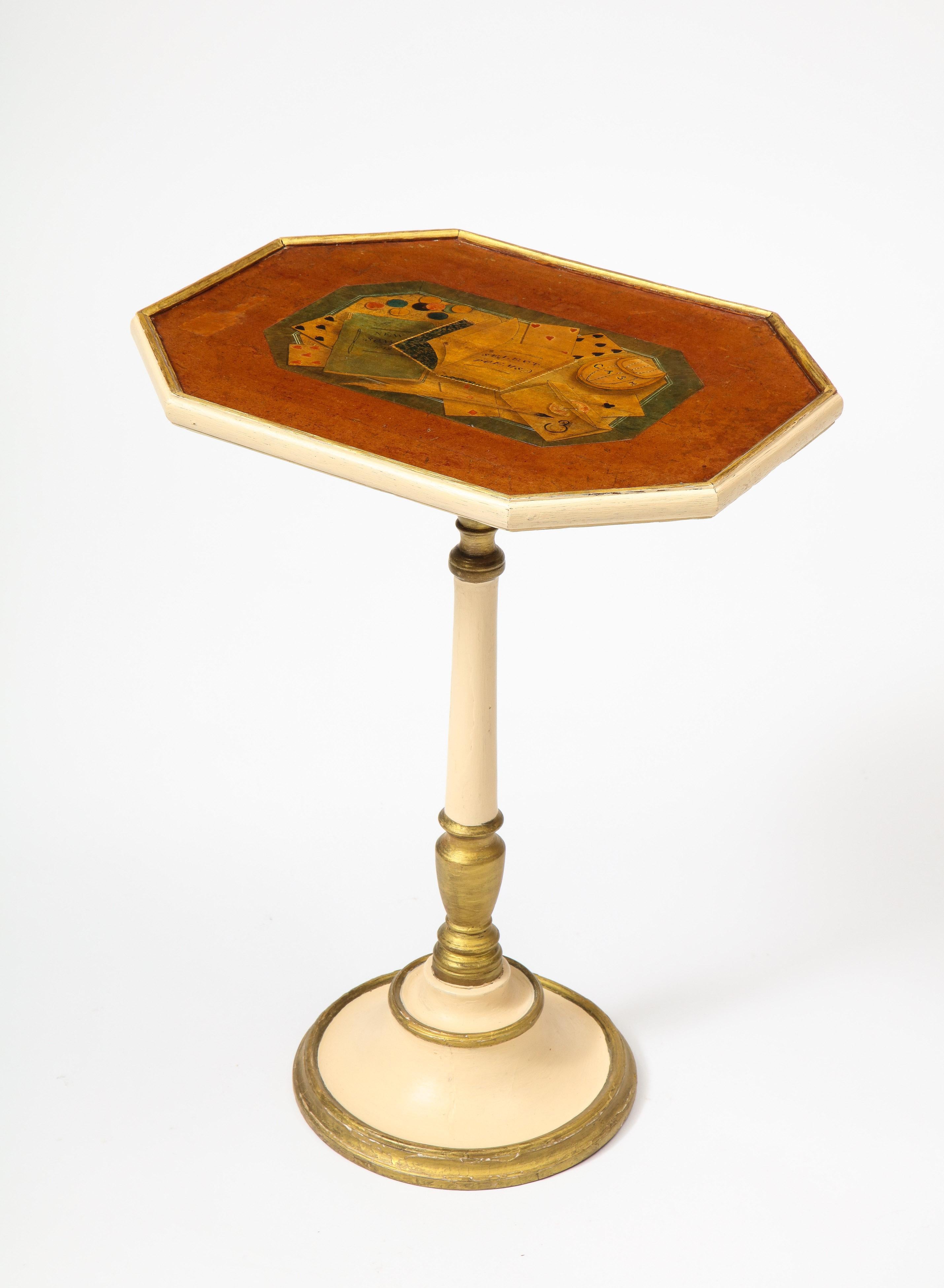 English Regency Satinwood Trompe L'Oeil Marquetry Occasional Table For Sale