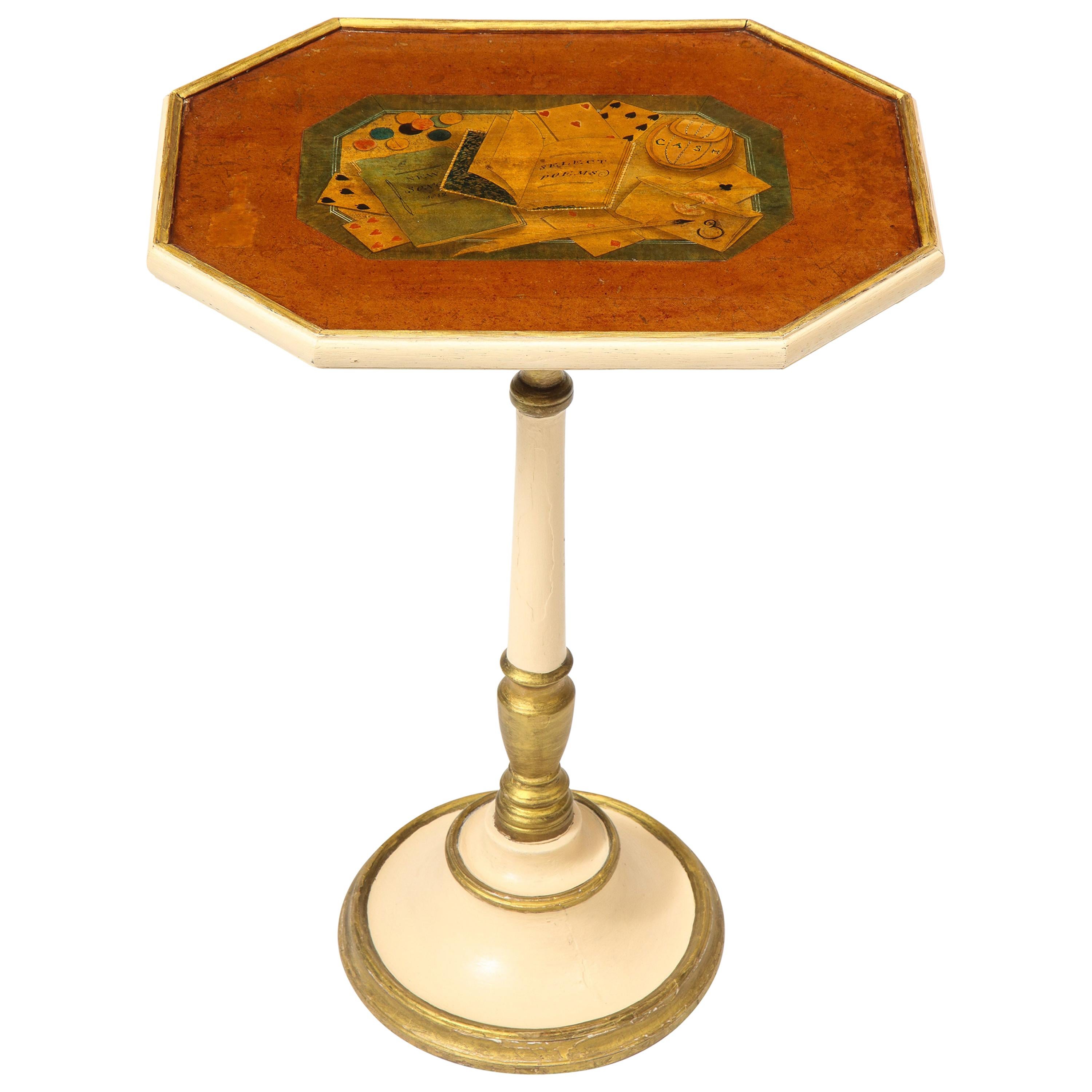 Regency Satinwood Trompe L'Oeil Marquetry Occasional Table For Sale