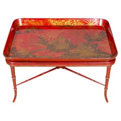 Regency Scarlet and Gilt Japanned Papier Mache Tray by Henry Clay