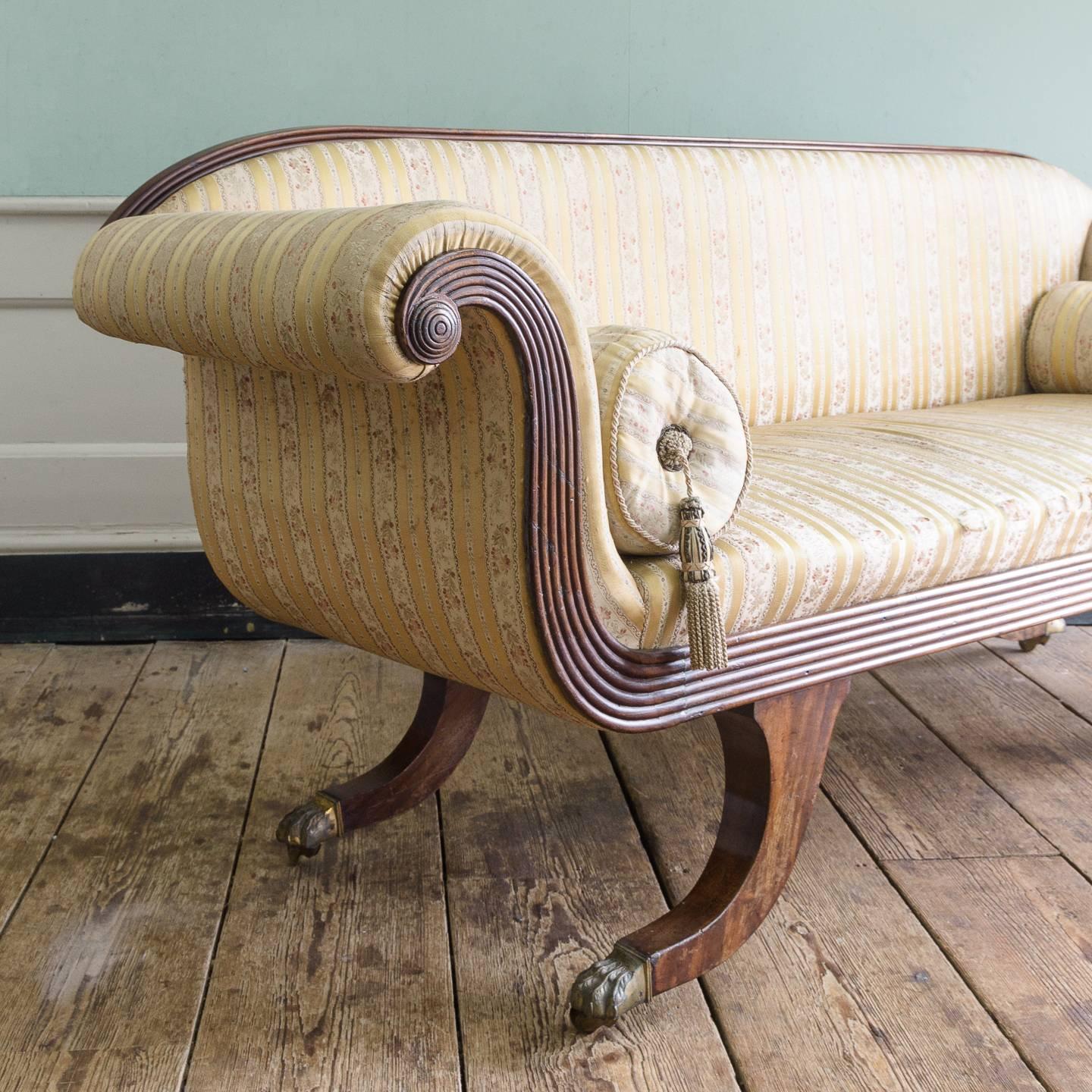 Early 19th Century Regency Mahogany Scroll End Sofa