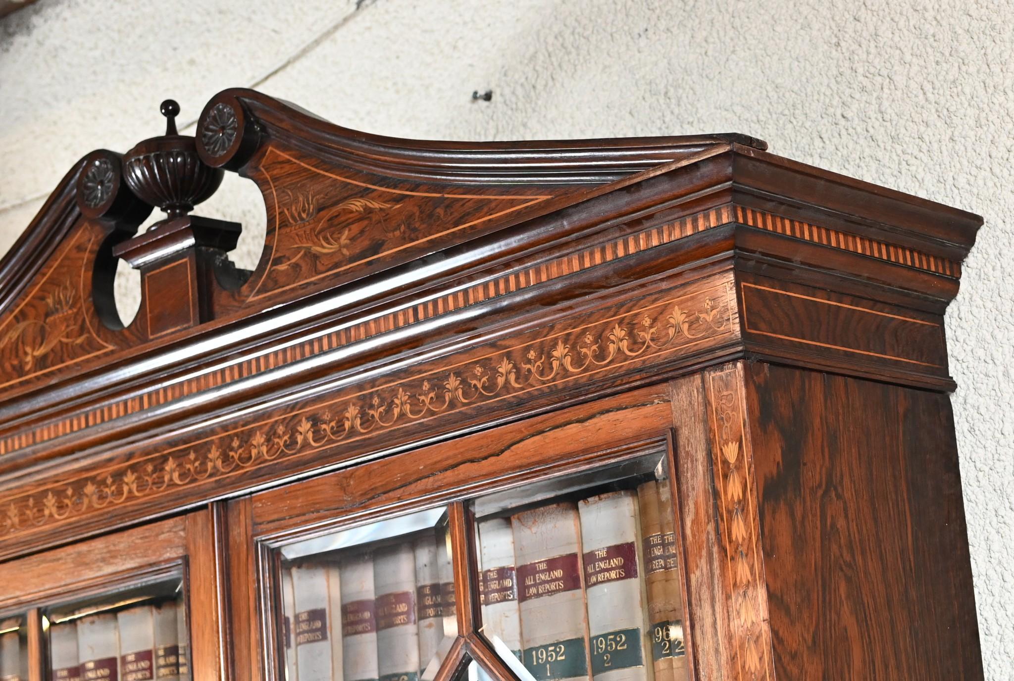 Regency Secretaire Bookcase Bureau Mahogany Inlay Desk In Good Condition For Sale In Potters Bar, GB
