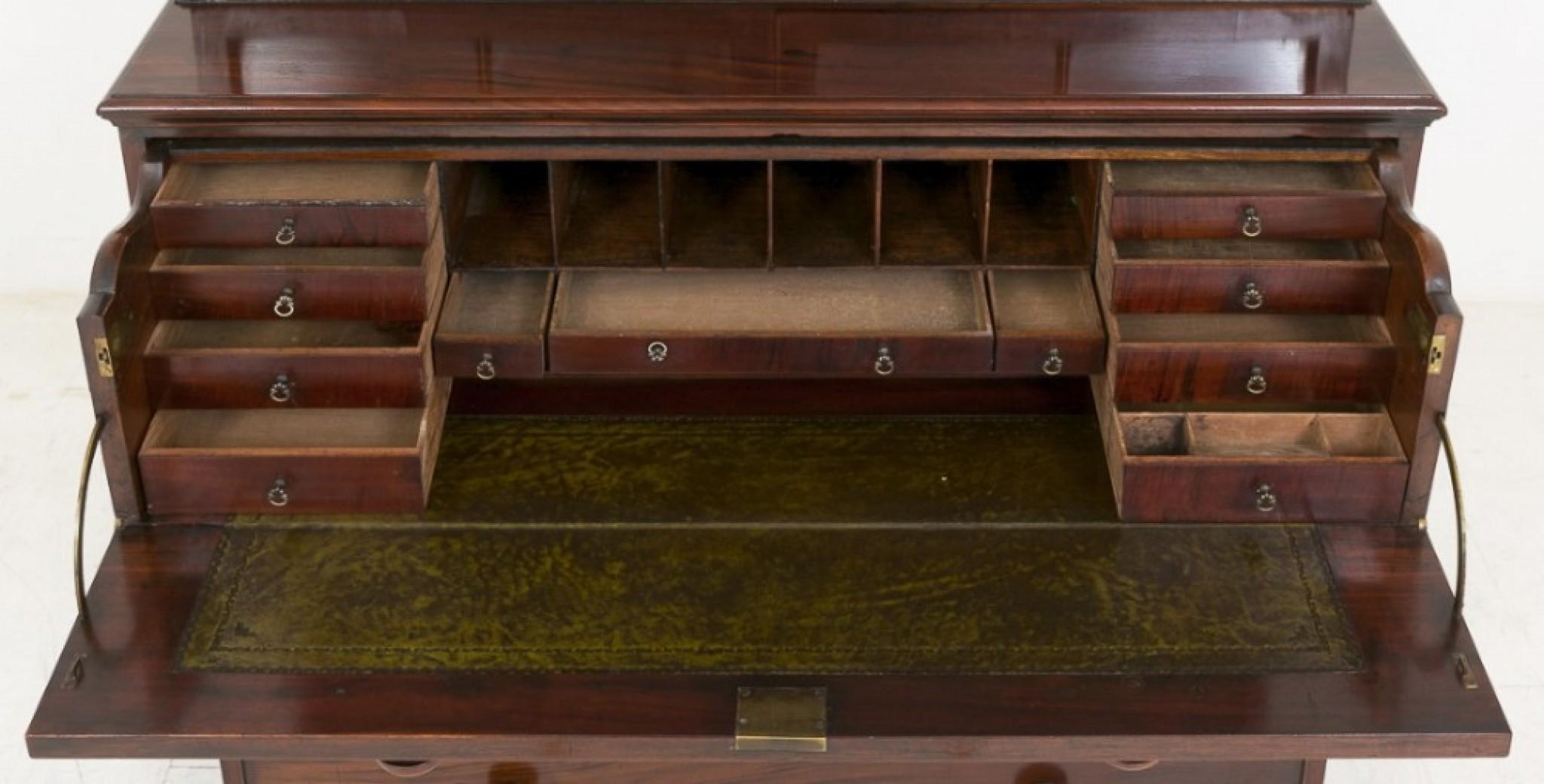Regency Secretaire Bookcase Mahogany Cabinet Desk 2