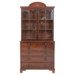 Regency Secretaire Bookcase Mahogany Cabinet Desk