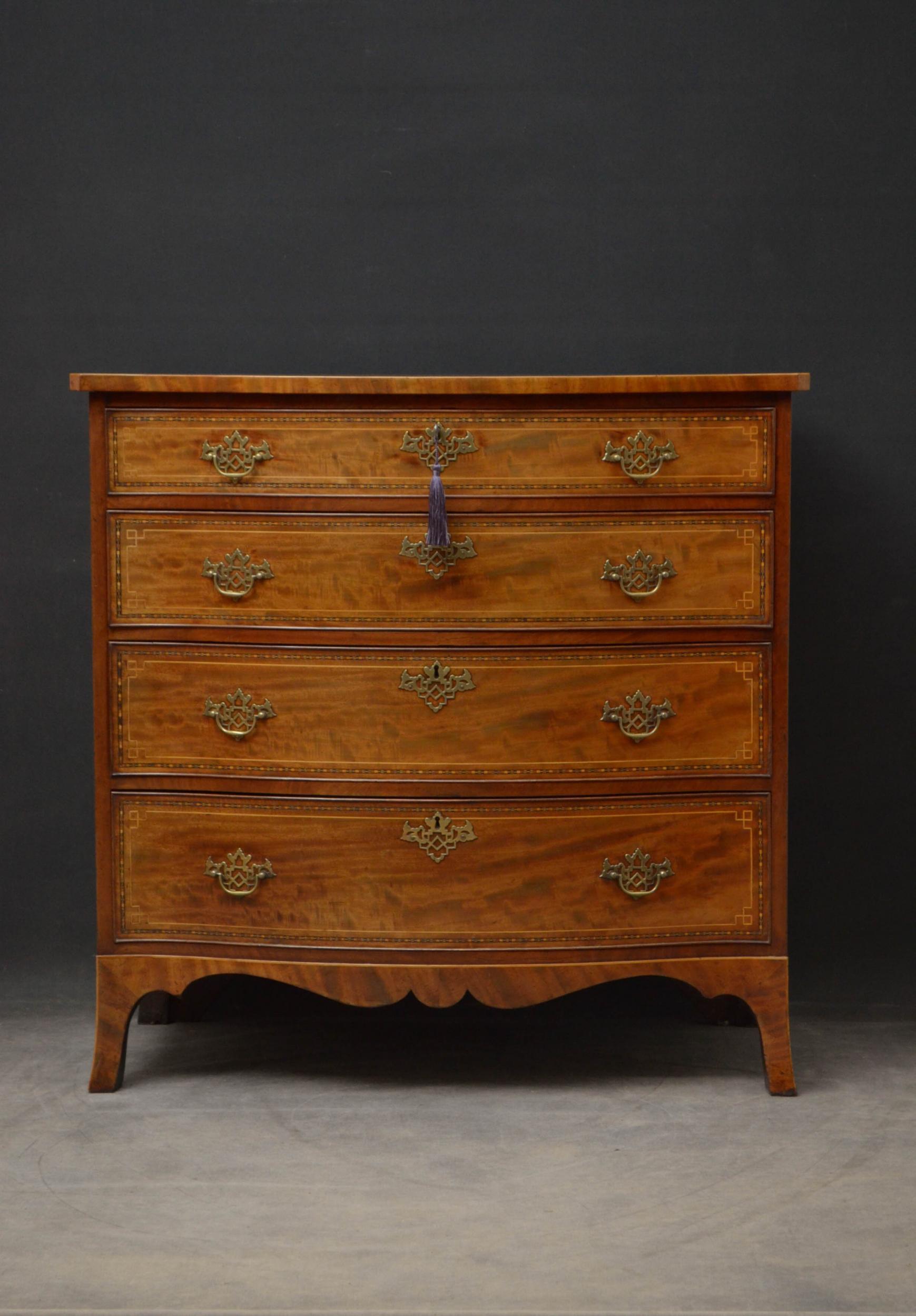 British Regency Serpentine Mahogany Chest of Drawers For Sale