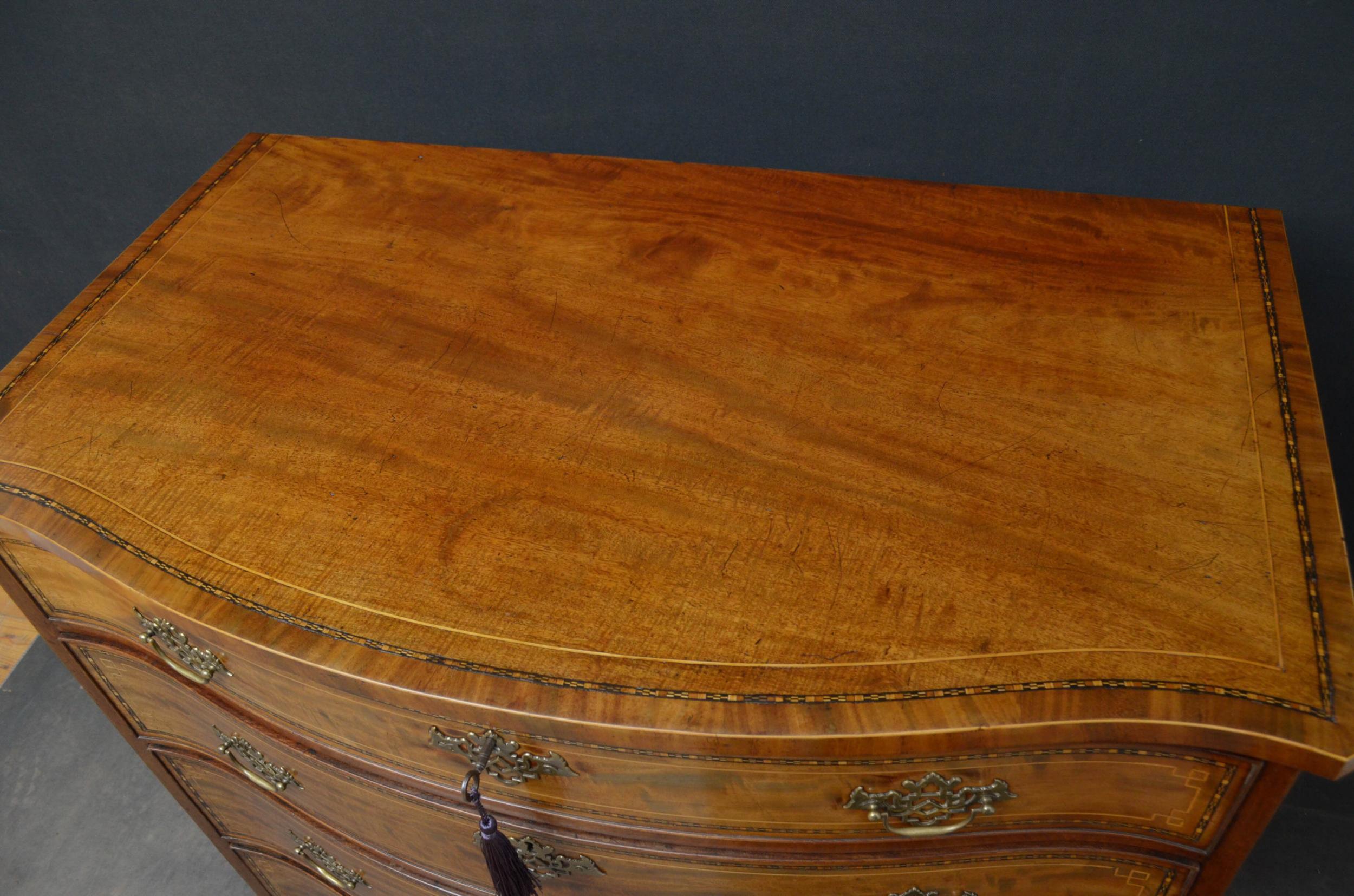 19th Century Regency Serpentine Mahogany Chest of Drawers For Sale