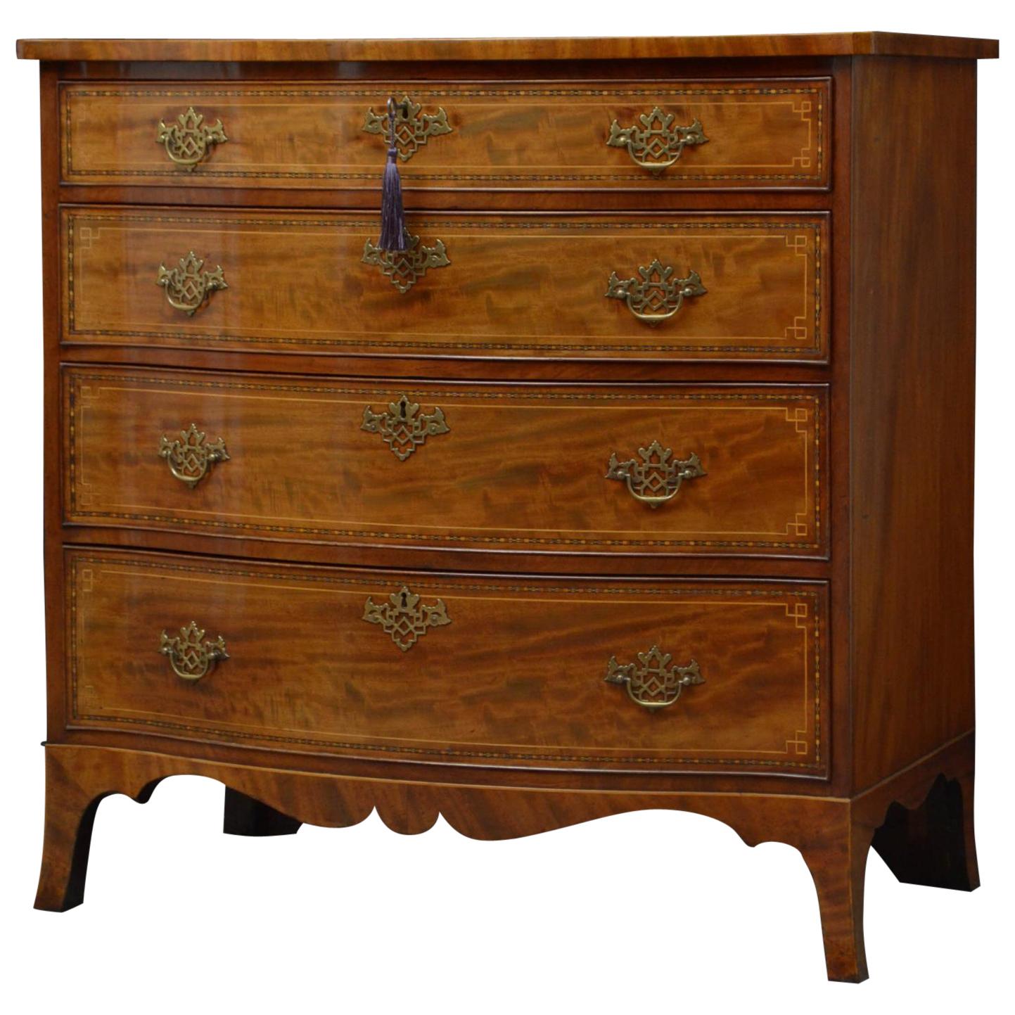 Regency Serpentine Mahogany Chest of Drawers For Sale