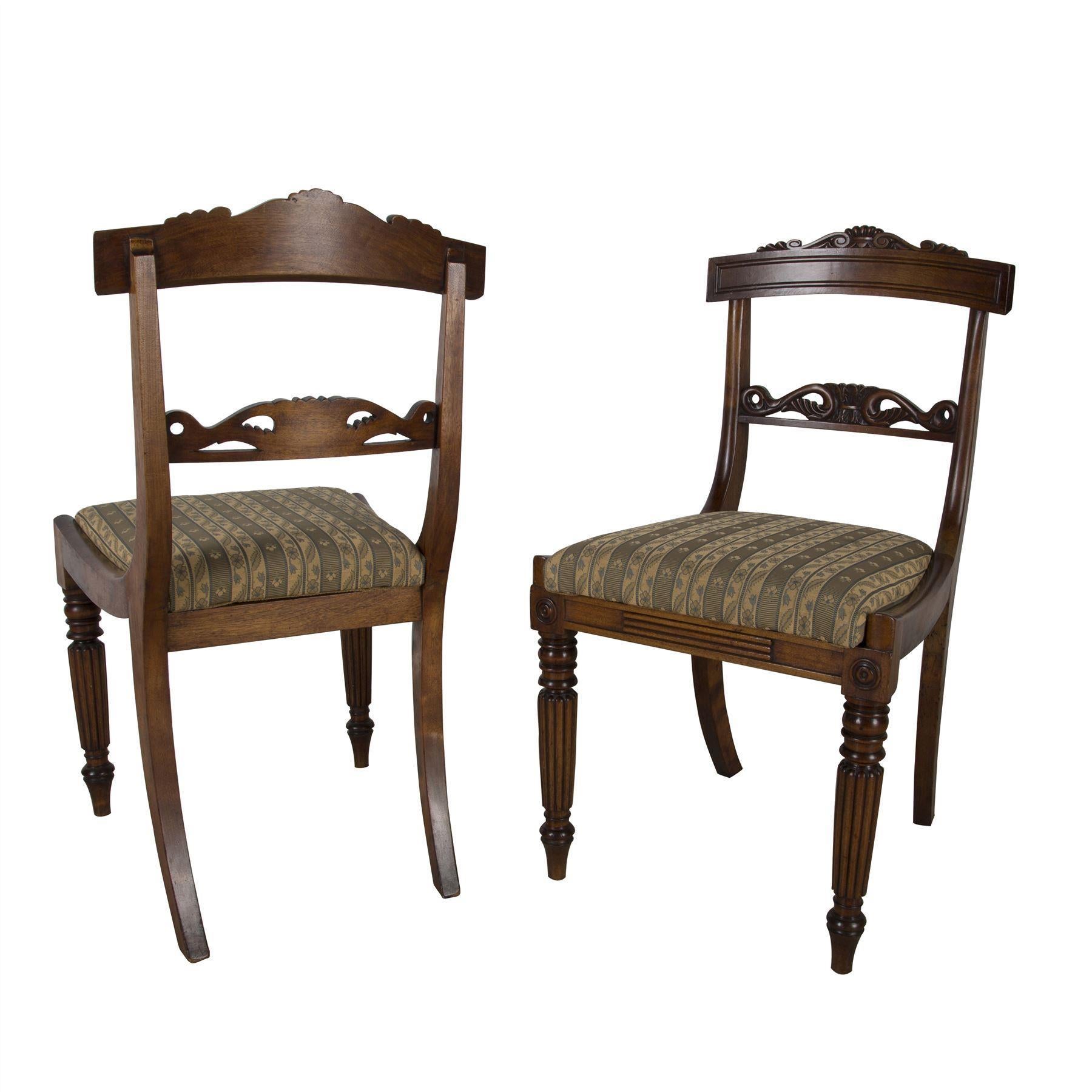 Wood Regency Set of Six Dining Chairs