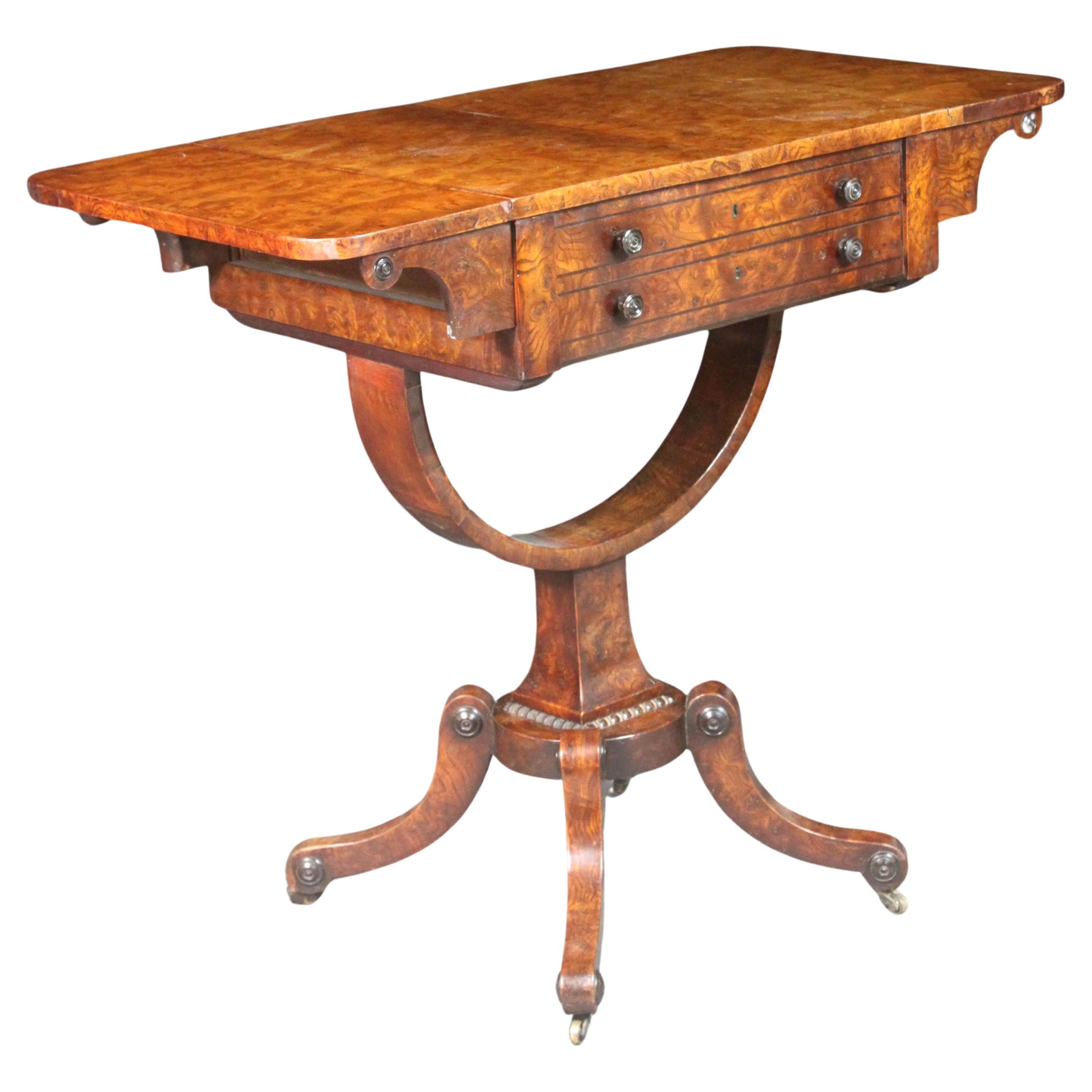 Regency Sewing Table in Burr Ash For Sale